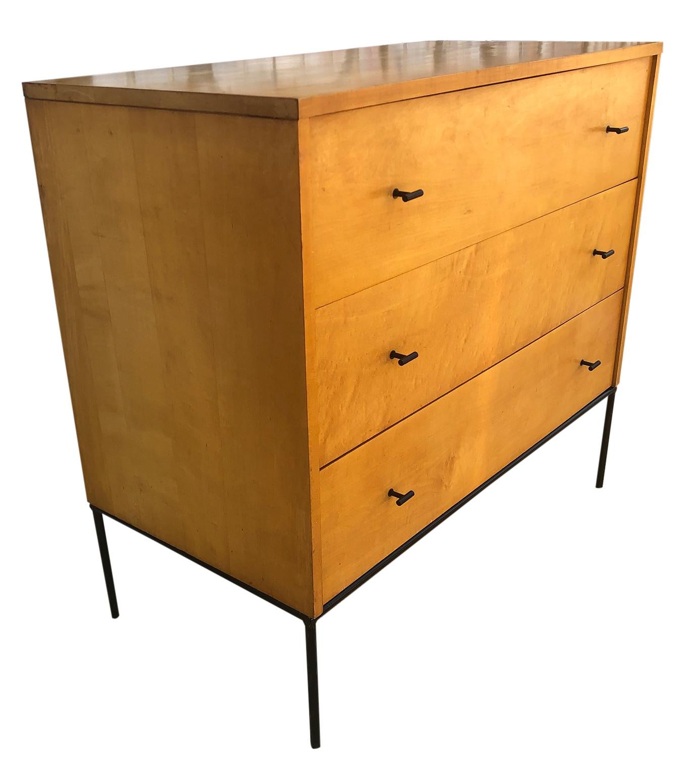 Mid-Century Modern Midcentury Paul McCobb Three-Drawer Dresser Credenza #1508 Blonde Maple T Pulls