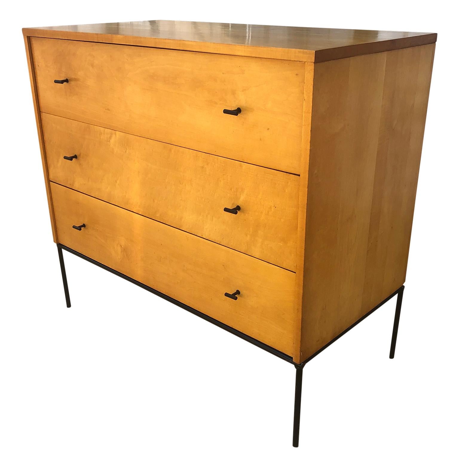 American Midcentury Paul McCobb Three-Drawer Dresser Credenza #1508 Blonde Maple T Pulls