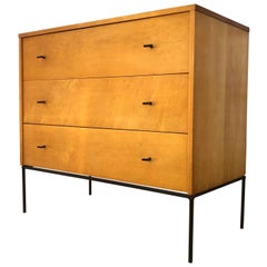 Midcentury Paul McCobb Three-Drawer Dresser Credenza #1508 Blonde Maple T Pulls