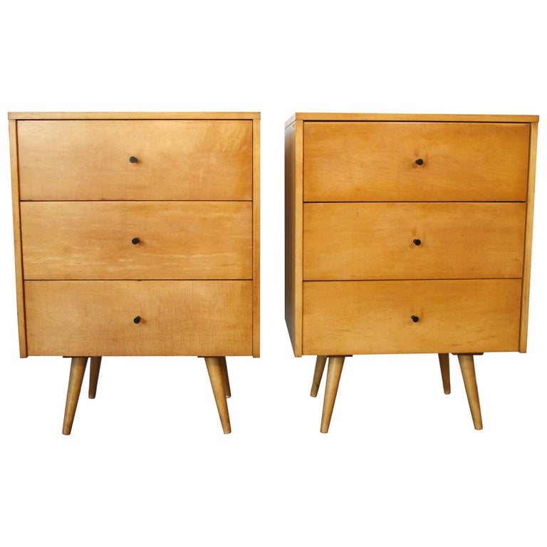 Midcentury Paul Mccobb Triple Drawer 1506 Nightstands Blonde
