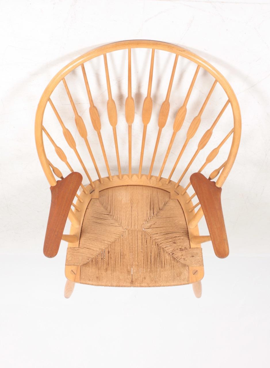 Ash Midcentury Peacock Chair by Hans Wegner, 1950s For Sale