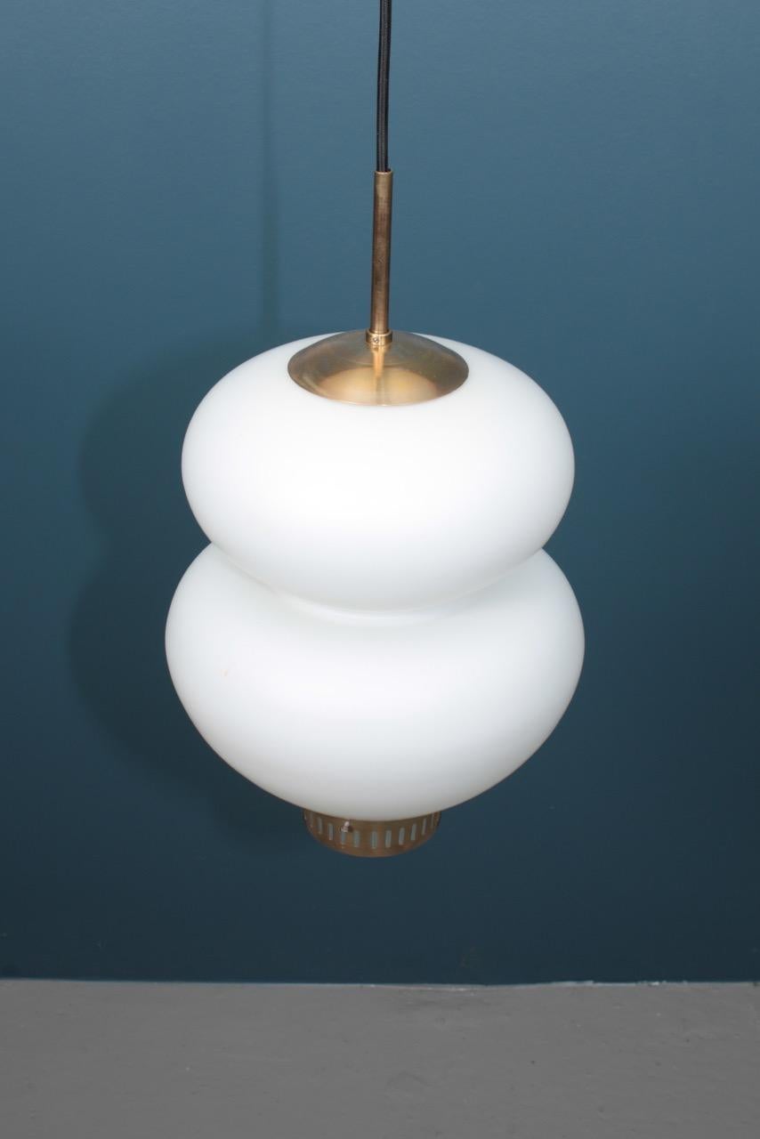 Blown Glass Midcentury Peanut Pendant by Bent Karlby, Danish Design, 1950s