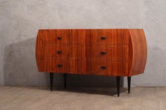 Midcentury Pear Wood and Black Glass Italian Commodes, 1950