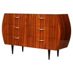 Midcentury Pear Wood and Black Glass Italian Commodes, 1950