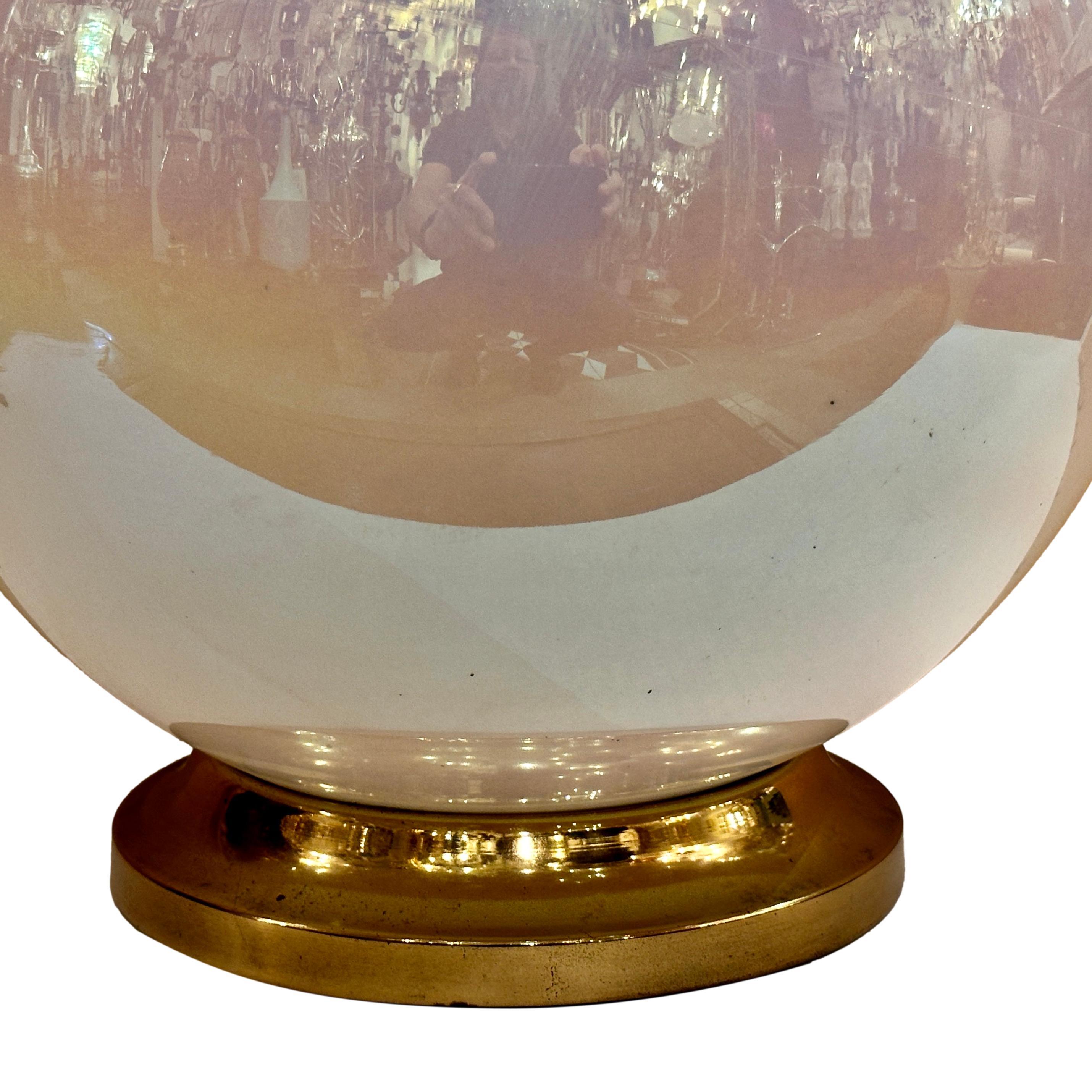 Midcentury Pearlescent Glass Lamp In Good Condition For Sale In New York, NY
