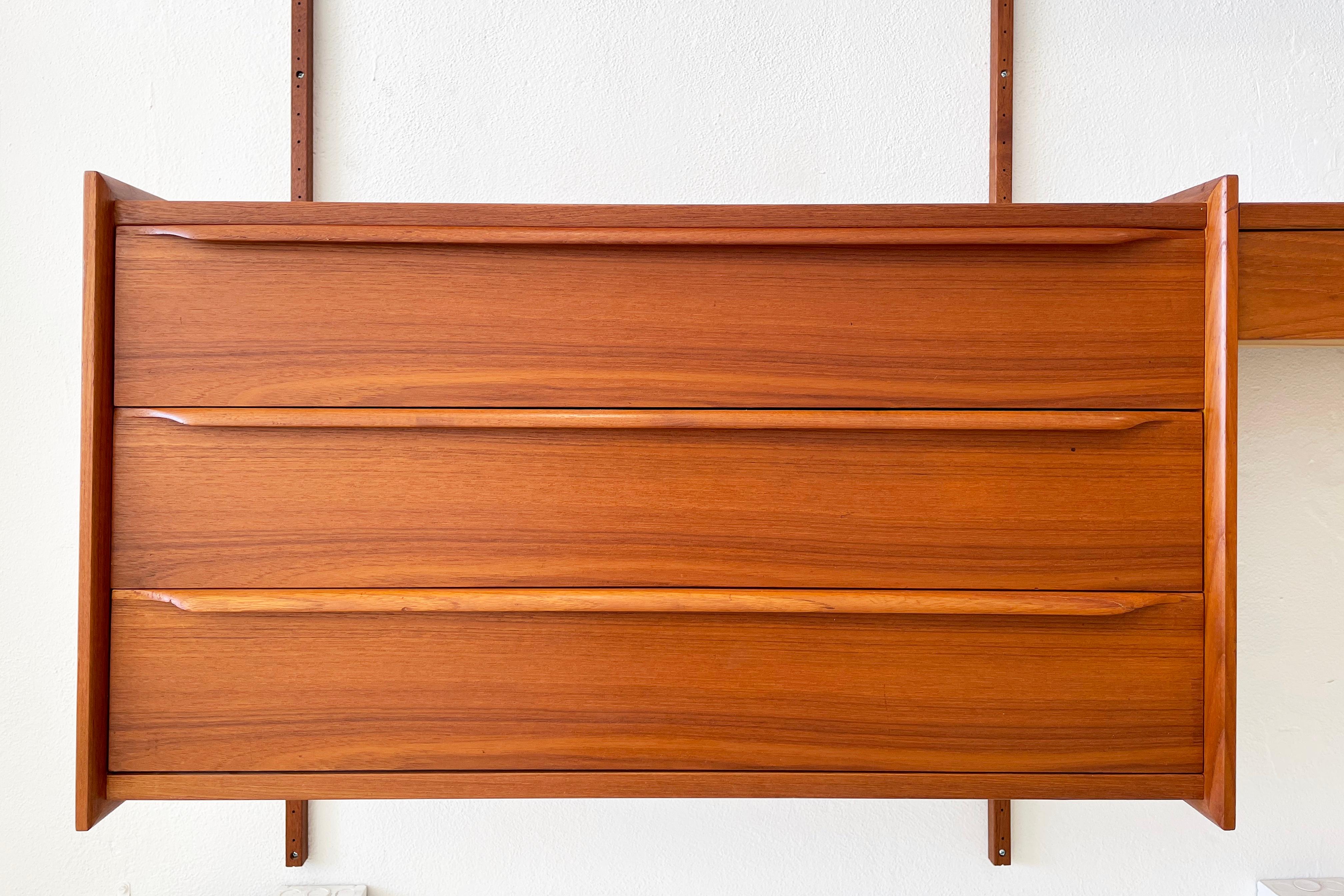 Midcentury Pega Teak Wall Unit Designed by Juul Christensen For Sale 6