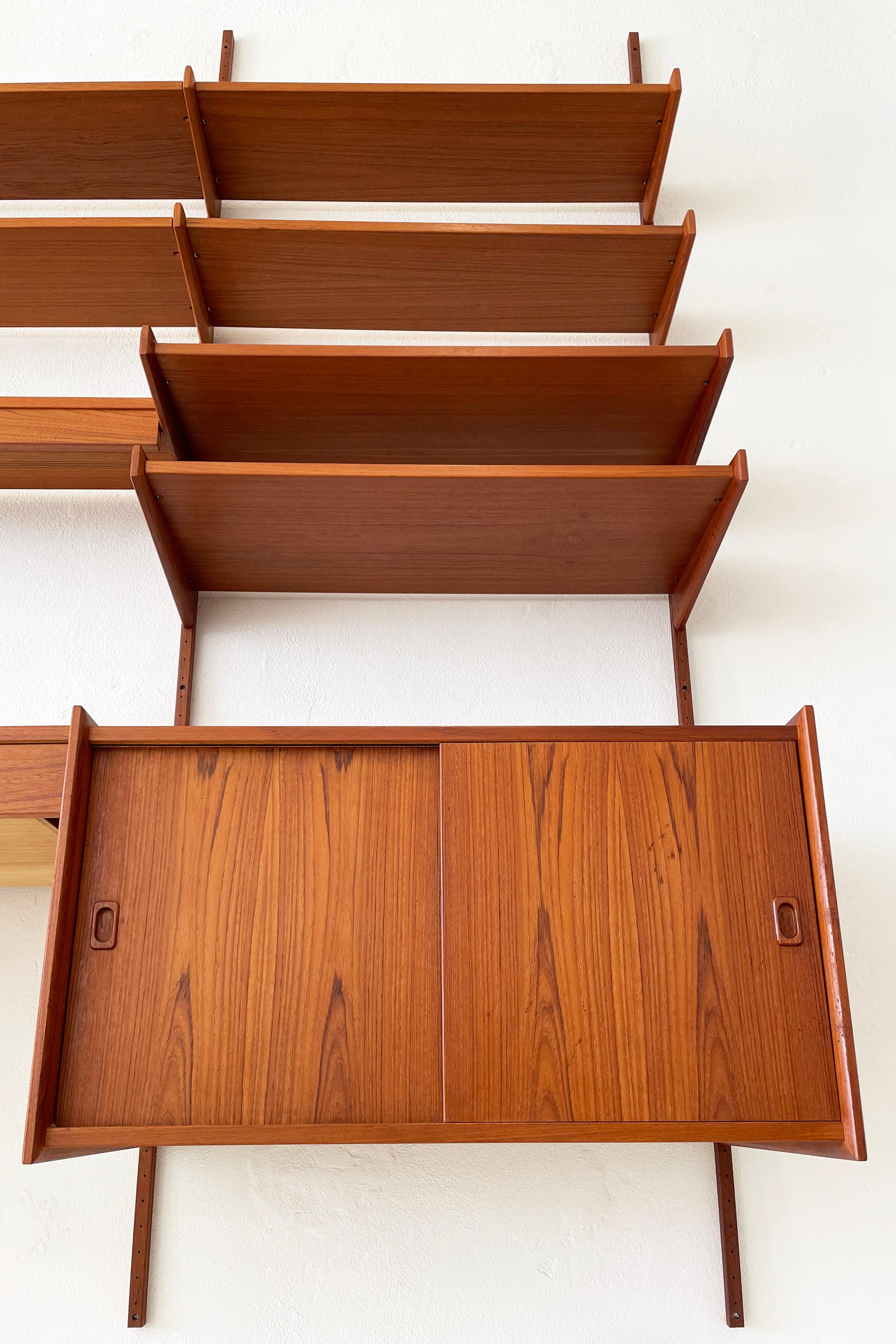 Mid-20th Century Midcentury Pega Teak Wall Unit Designed by Juul Christensen For Sale