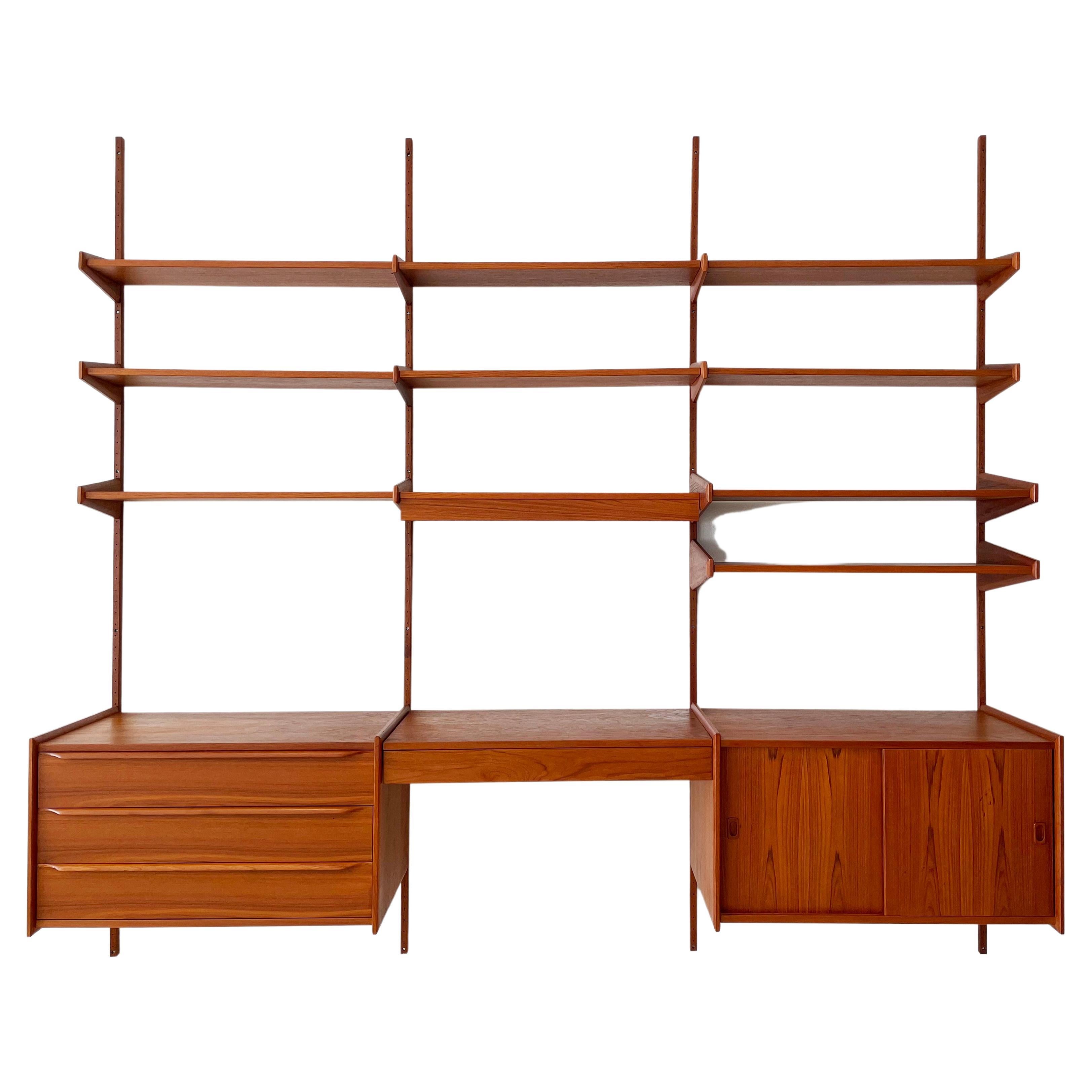 Midcentury Pega Teak Wall Unit Designed by Juul Christensen For Sale