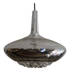 Midcentury Peill 
Putzler Chromed Glass Ceiling Lamp, 1970s