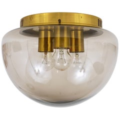 Vintage Midcentury Peill & Putzler Glass Globe Flushmount Ceiling Lamp, Germany, 1970s