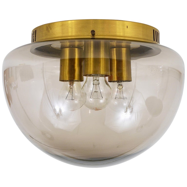 wat betreft boom Aanpassing Midcentury Peill and Putzler Glass Globe Flushmount Ceiling Lamp, Germany,  1970s For Sale at 1stDibs