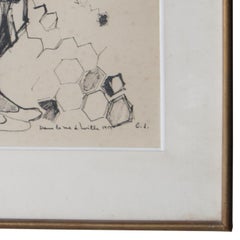 Mid-Century Modern Hand-Painted Artwork, France, 1955, 65x70 cm