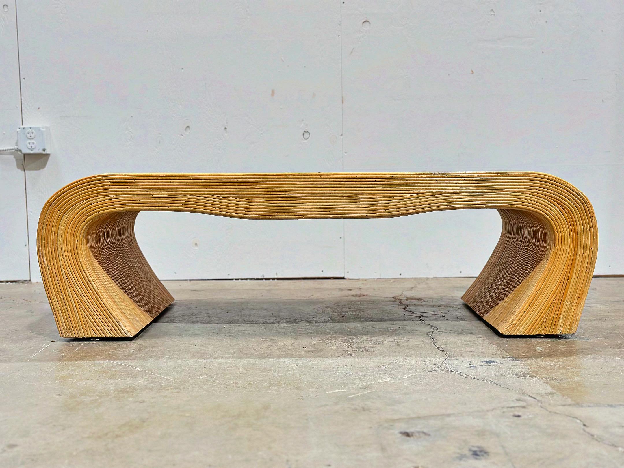 Bamboo Midcentury Pencil Reed Coffee Table - Organic Modern - After Gabriella Crespi