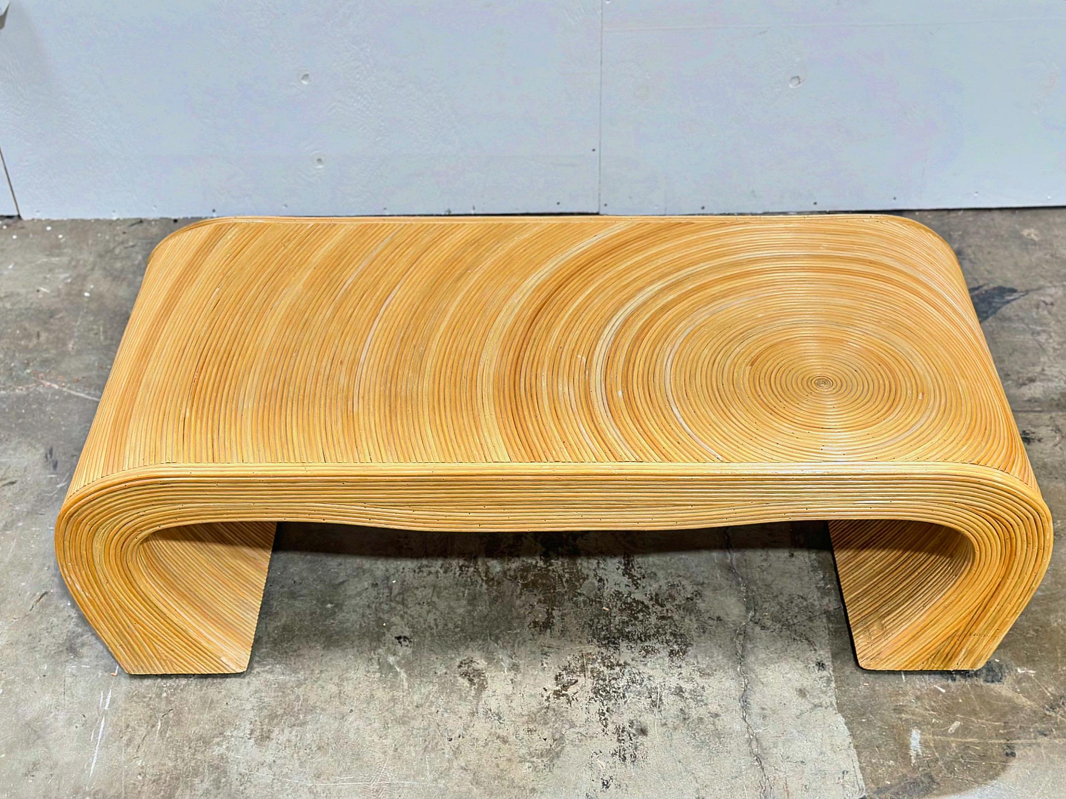 Midcentury Pencil Reed Coffee Table - Organic Modern - After Gabriella Crespi 1