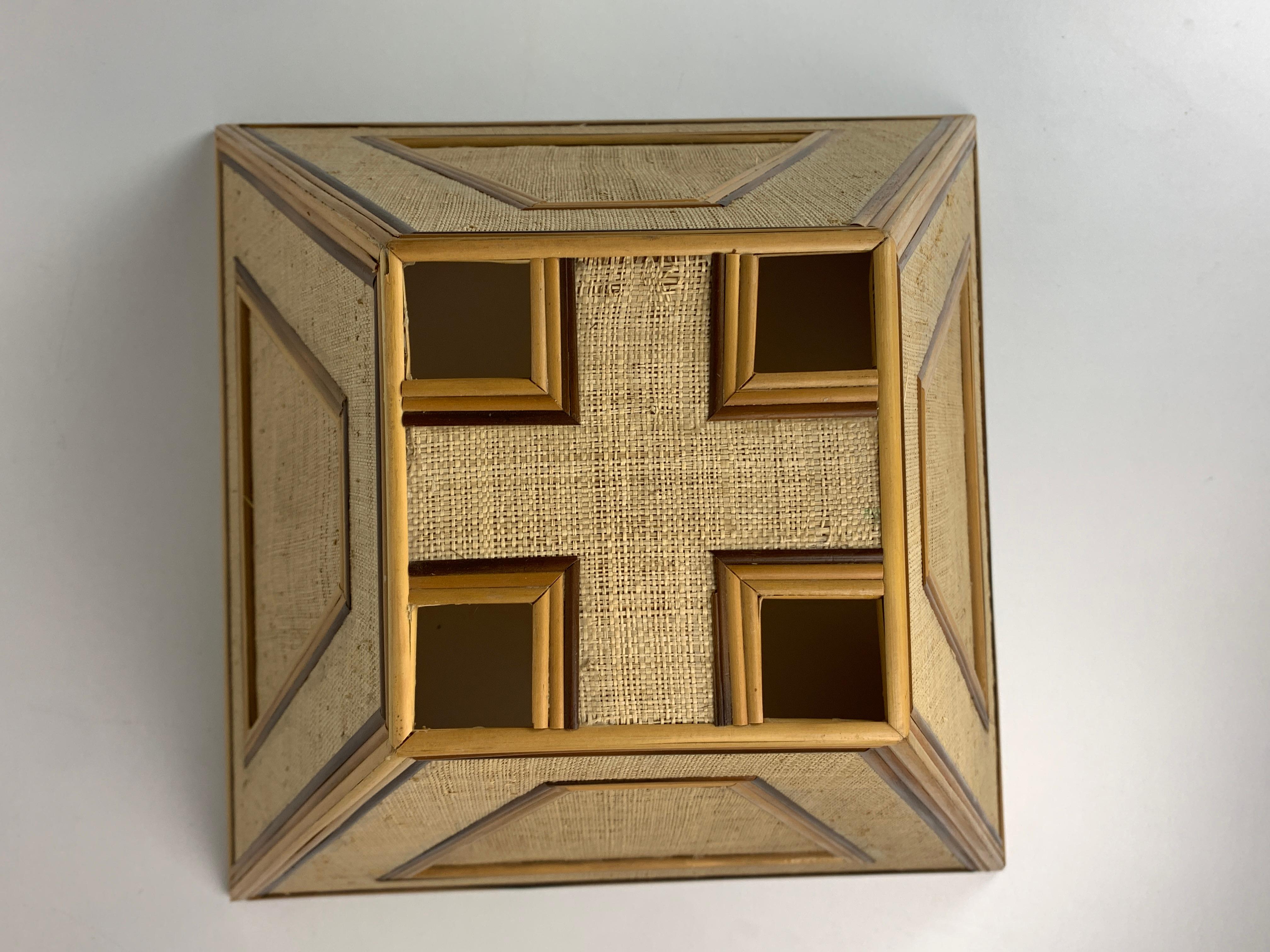 Lámpara de mesa costera de bambú, ratán y latón de mediados de siglo, años 70 en venta 8