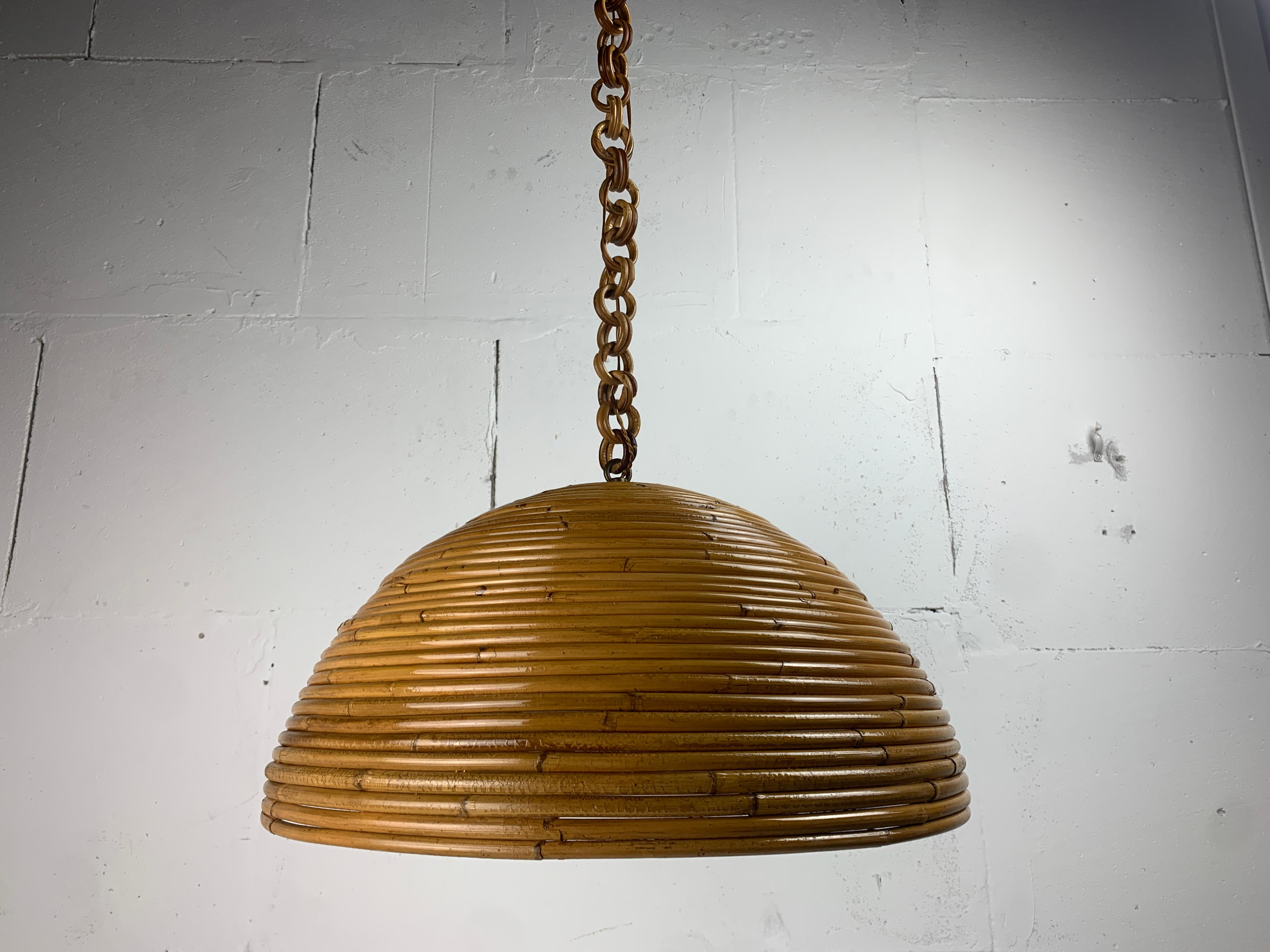 Lampada a sospensione di metà secolo in canna, rattan e bambù, Italia, anni '70 in vendita 4