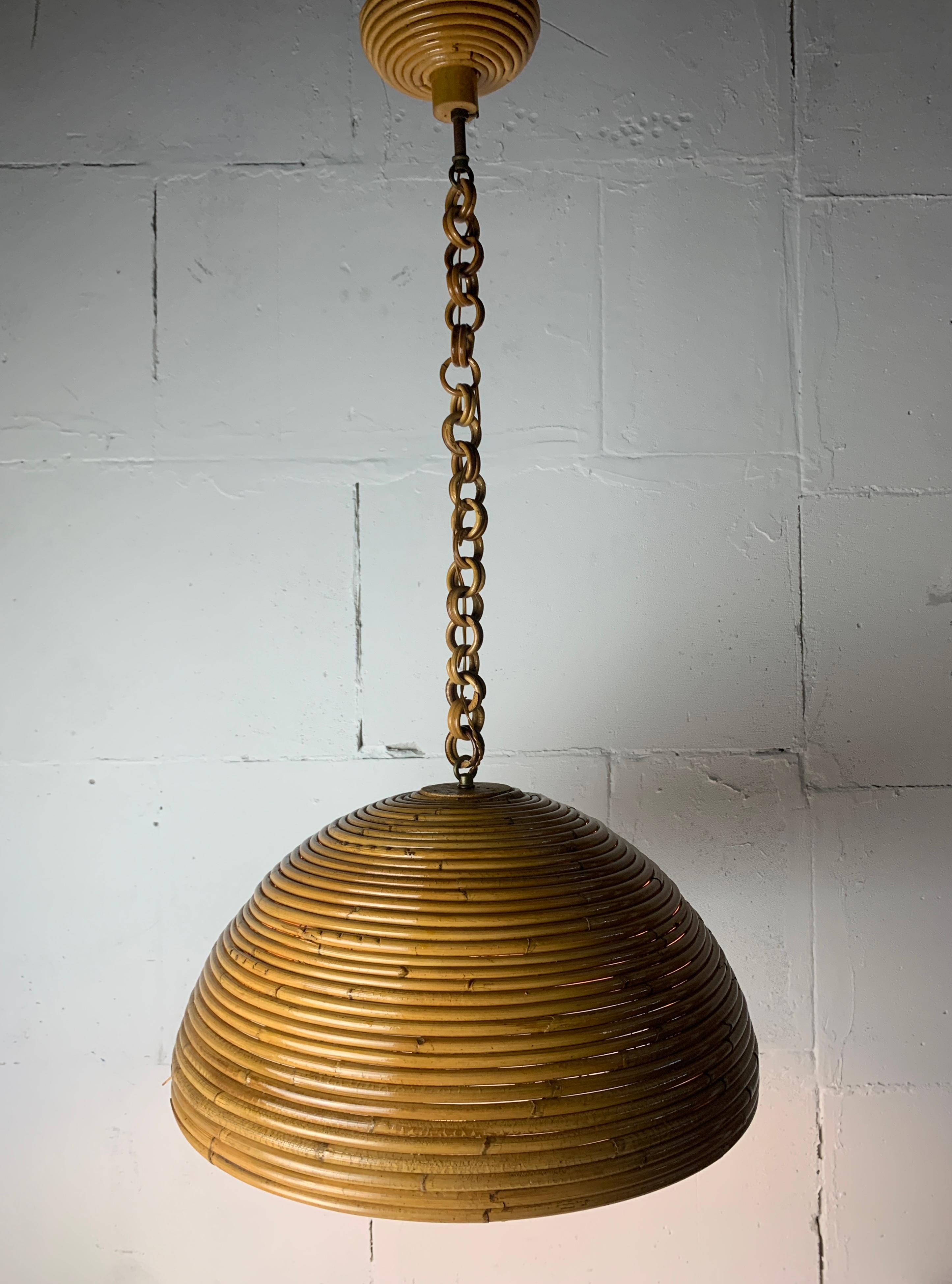 Lampada a sospensione di metà secolo in canna, rattan e bambù, Italia, anni '70 in vendita 5