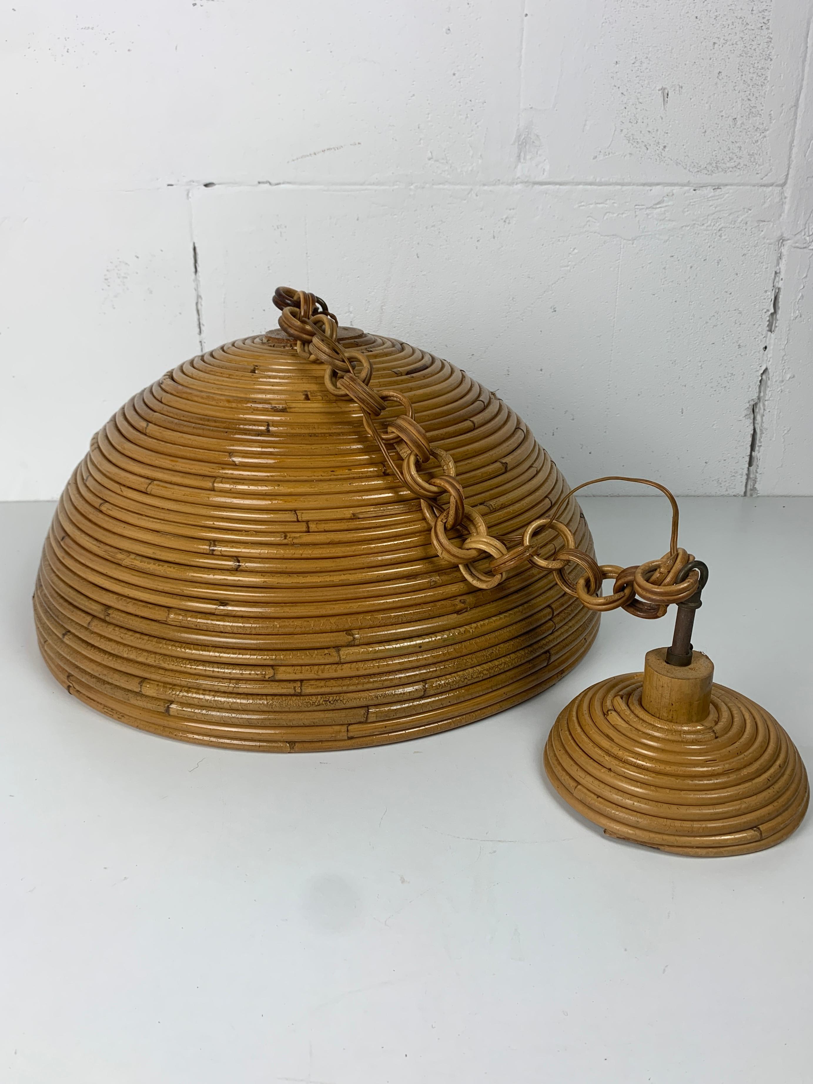Lampada a sospensione di metà secolo in canna, rattan e bambù, Italia, anni '70 in vendita 7