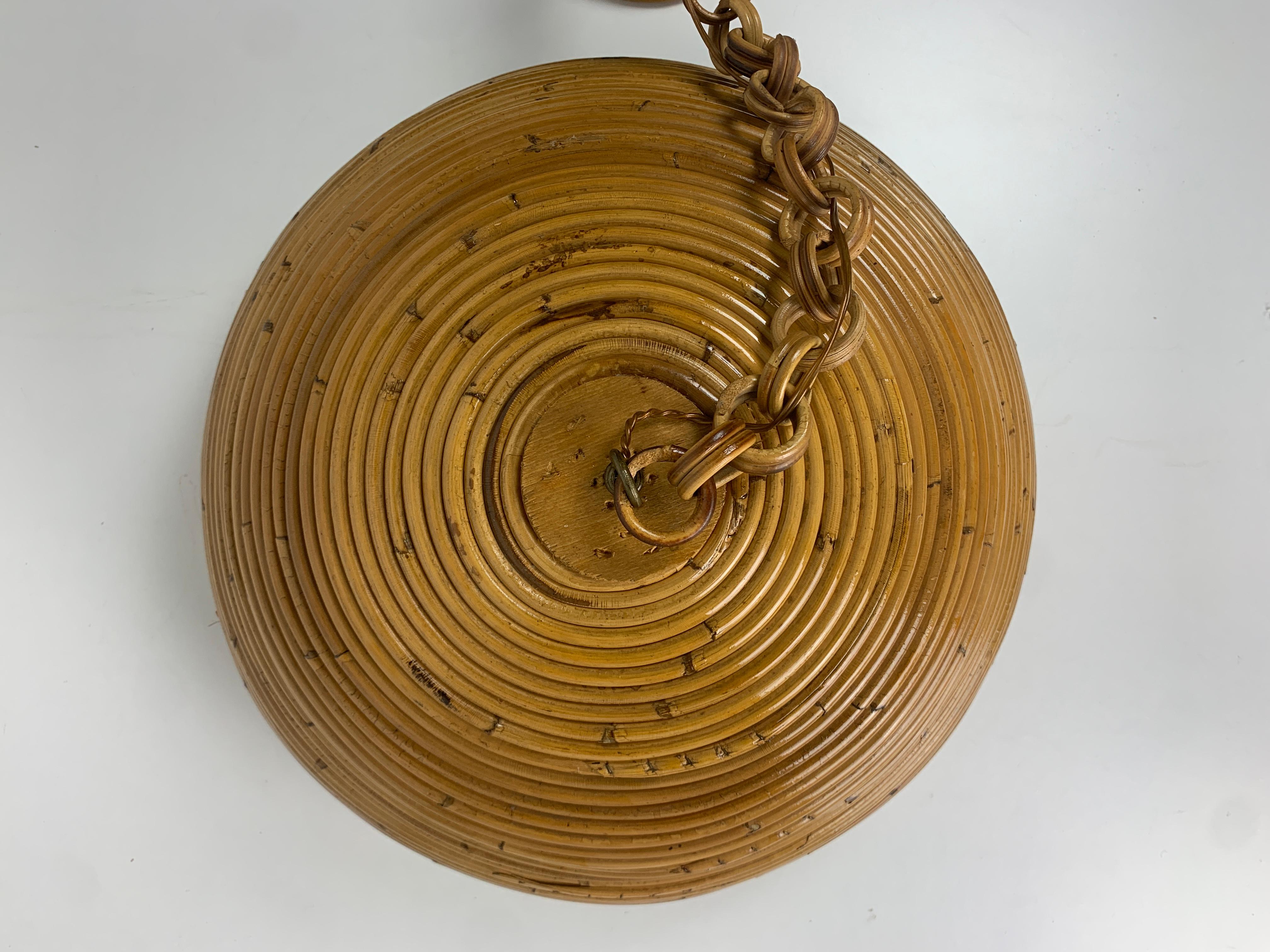 Lampada a sospensione di metà secolo in canna, rattan e bambù, Italia, anni '70 in vendita 9