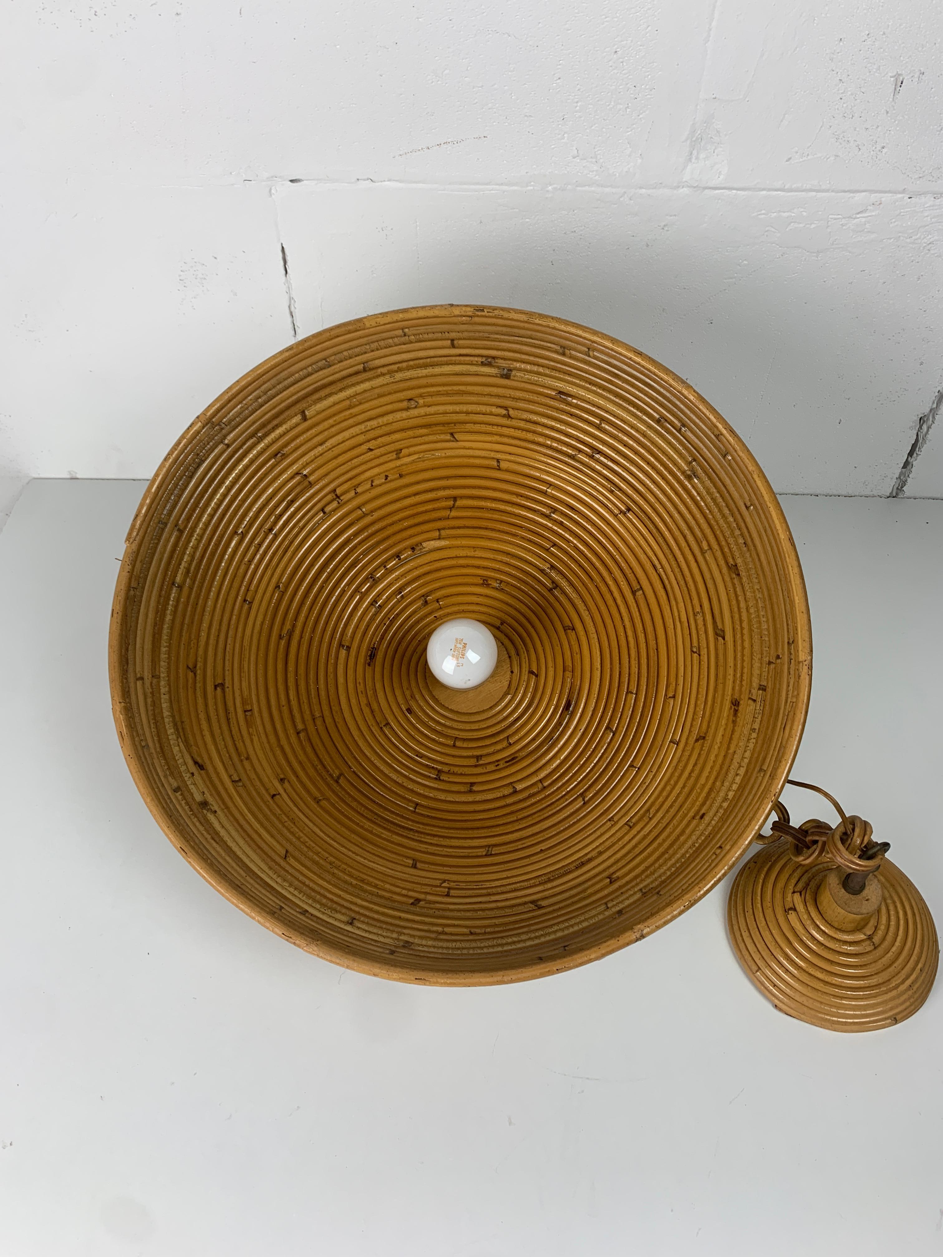 Lampada a sospensione di metà secolo in canna, rattan e bambù, Italia, anni '70 in vendita 11
