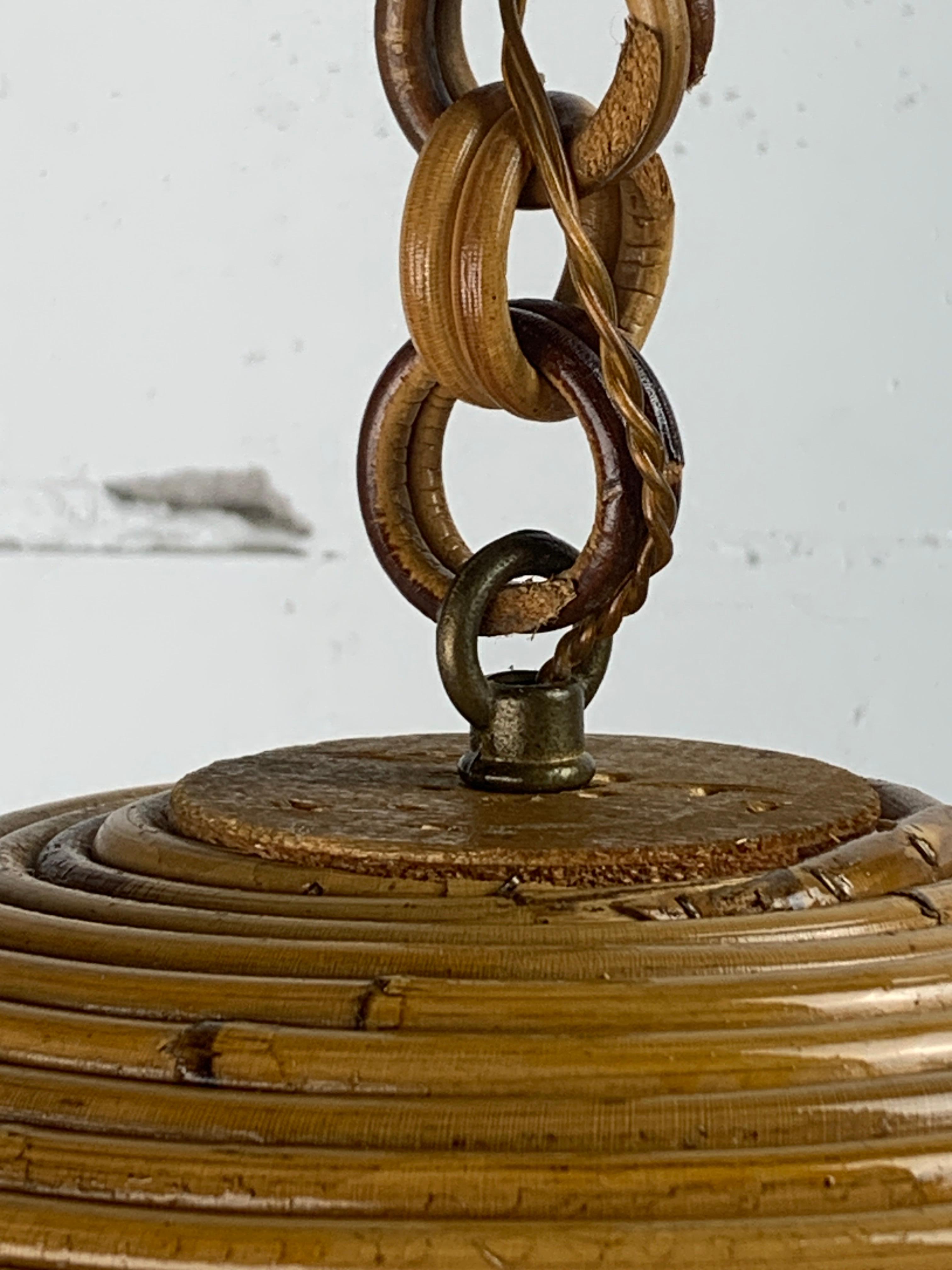 Lampada a sospensione di metà secolo in canna, rattan e bambù, Italia, anni '70 In condizioni buone in vendita a Zaandam, NL