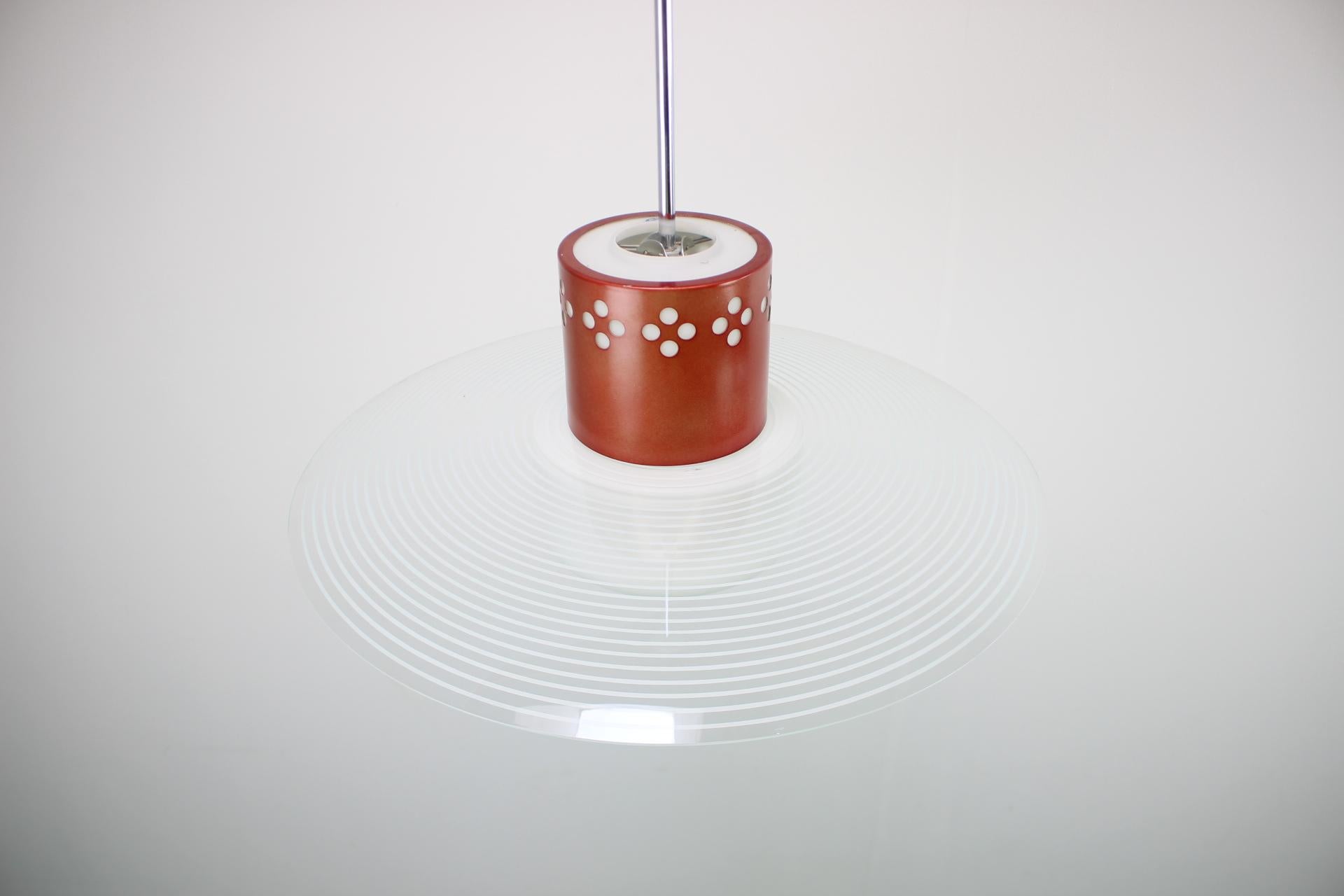 Glass Midcentury Pendant by Valašské Meziříčí, Czechoslovakia, 1970s For Sale