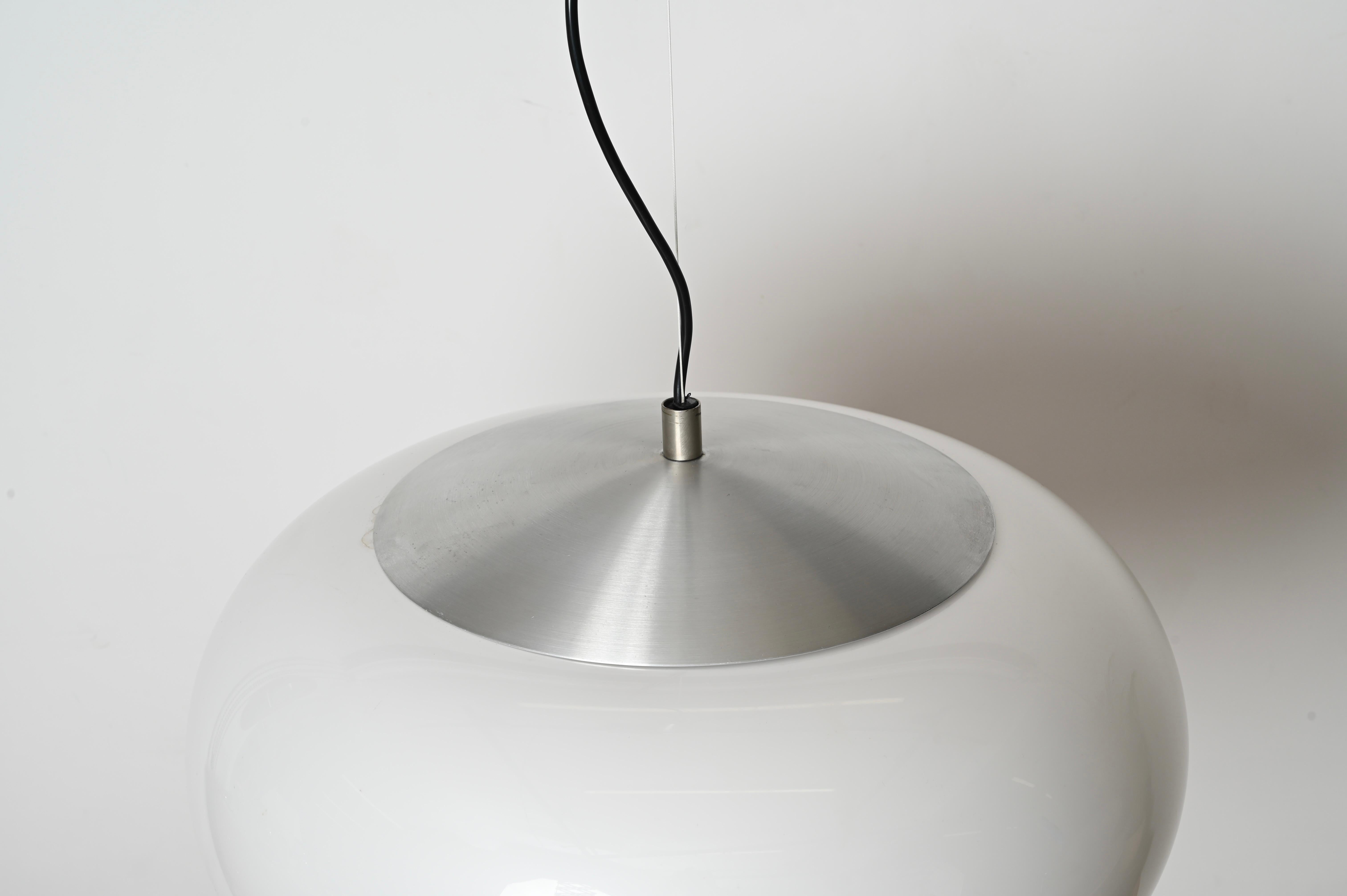 Midcentury Pendant Chandelier by Stilux Milano, White Perspex, Italy 1960s For Sale 6
