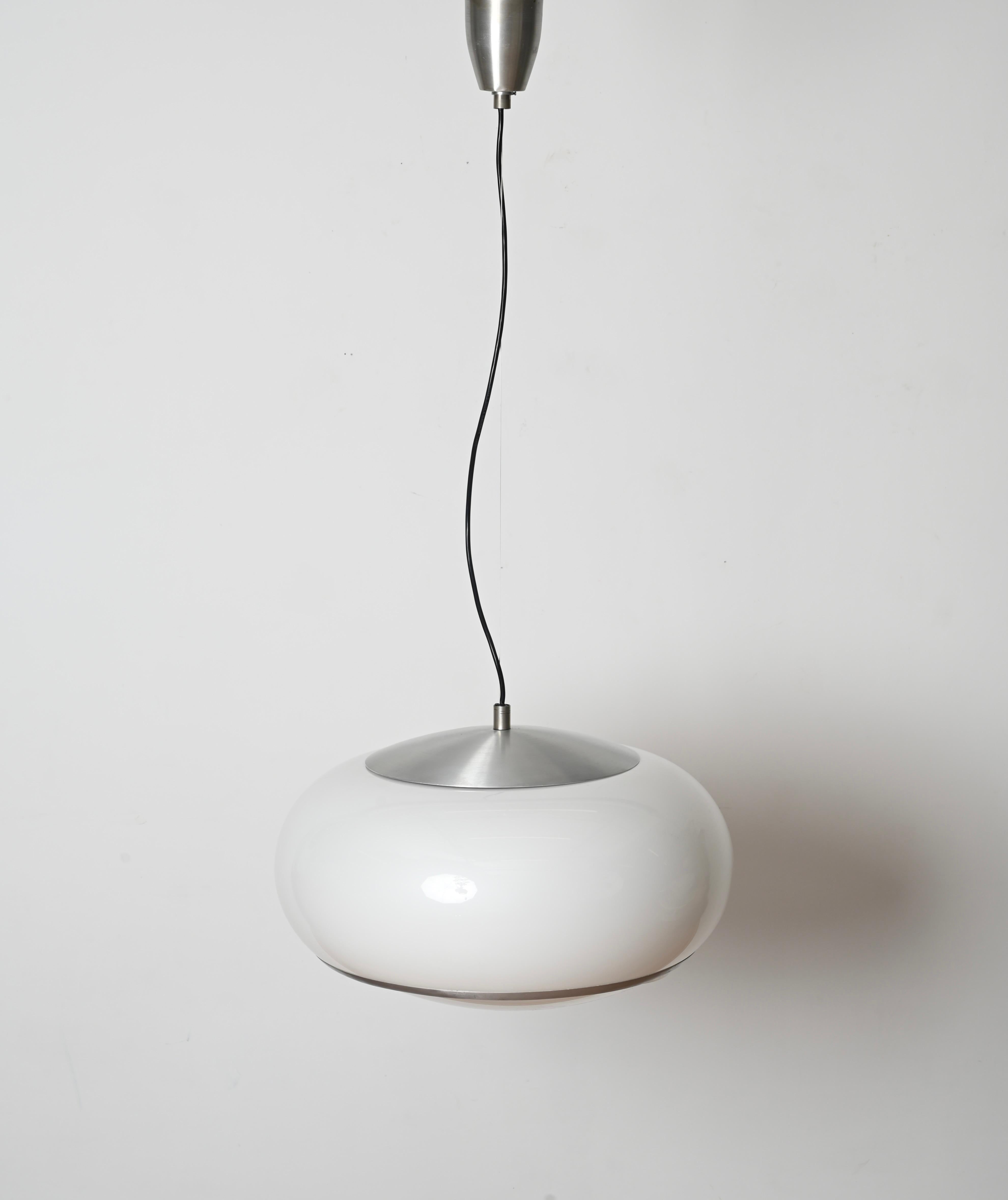 Midcentury Pendant Chandelier by Stilux Milano, White Perspex, Italy 1960s For Sale 7