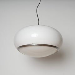 Midcentury Pendant Chandelier by Stilux Milano, White Perspex, Italy 1960s