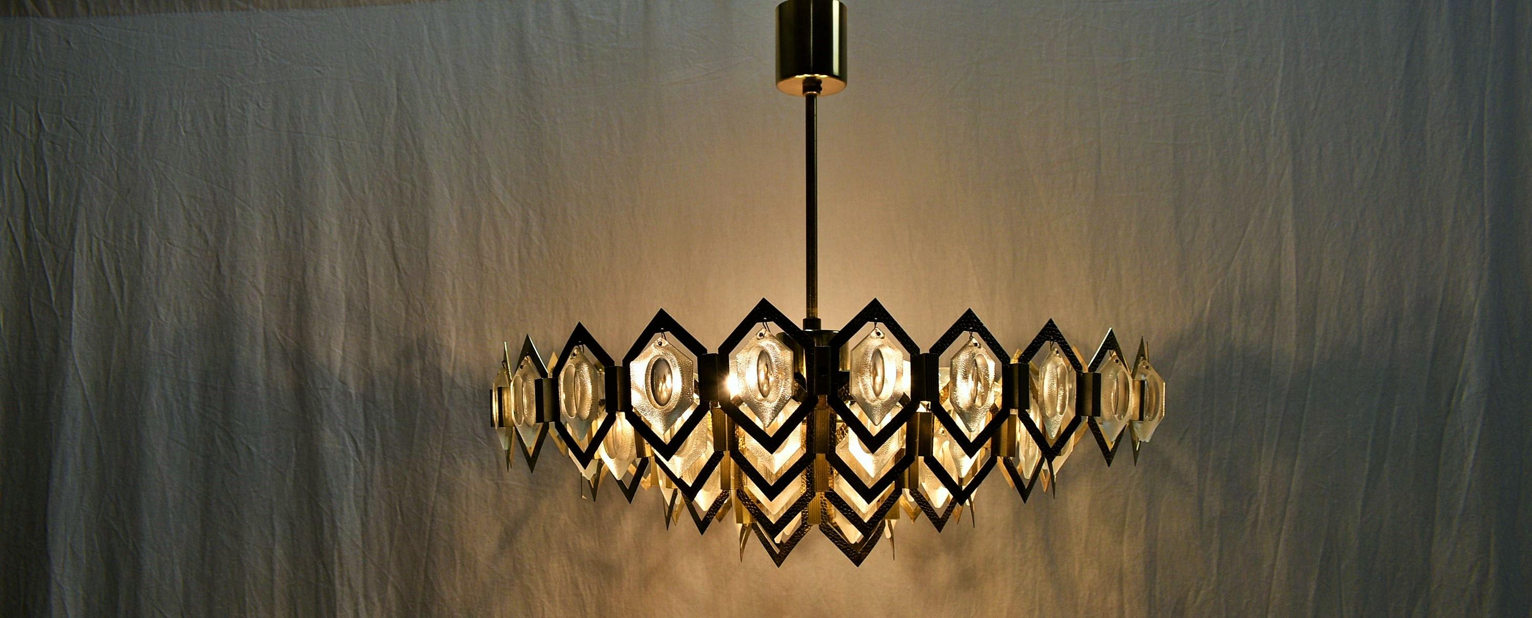 Midcentury Pendant Chandelier Kamenický Šenov Designed by Jaroslav Bejvl, 1960s 6
