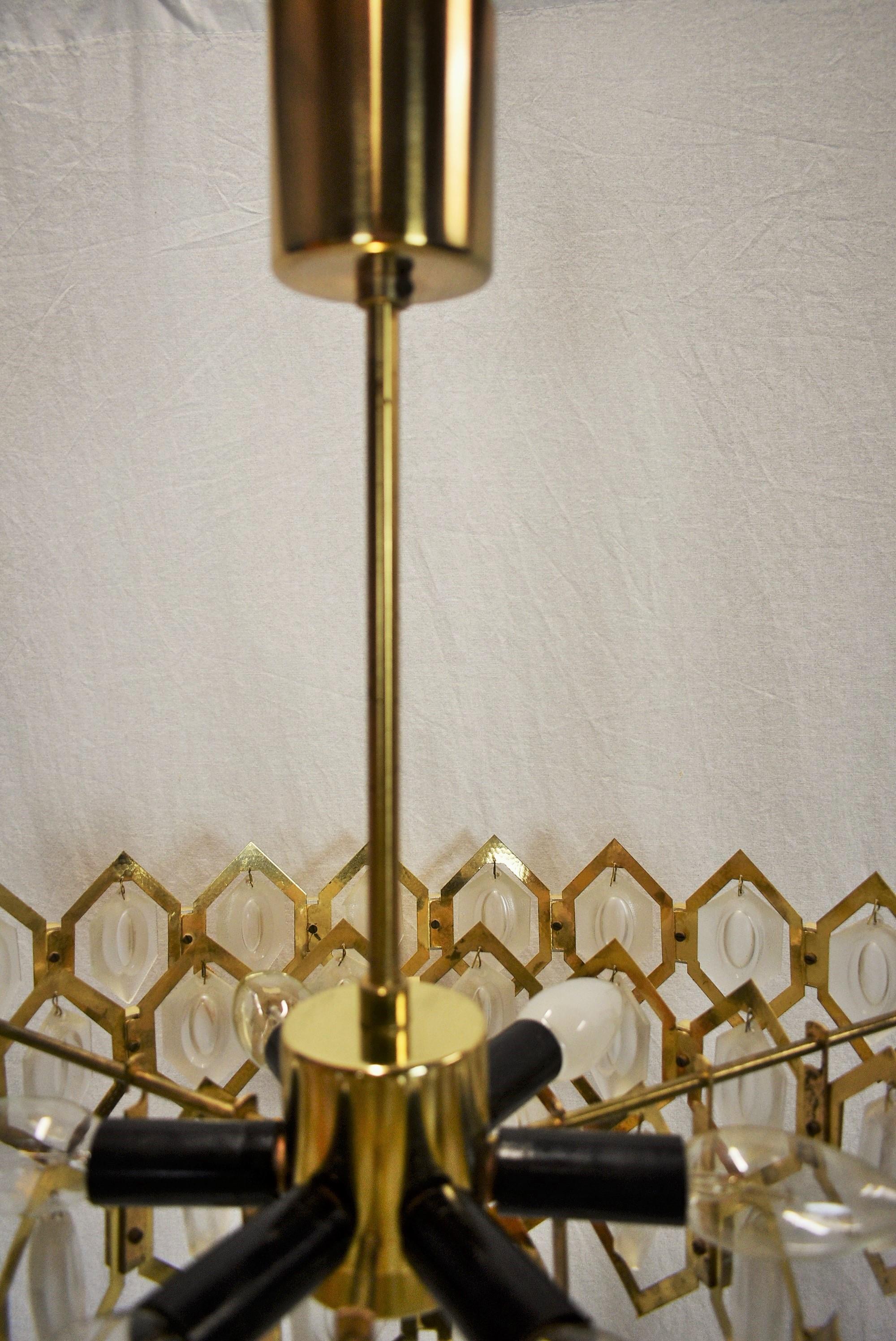 Mid-20th Century Midcentury Pendant Chandelier Kamenický Šenov Designed by Jaroslav Bejvl, 1960s