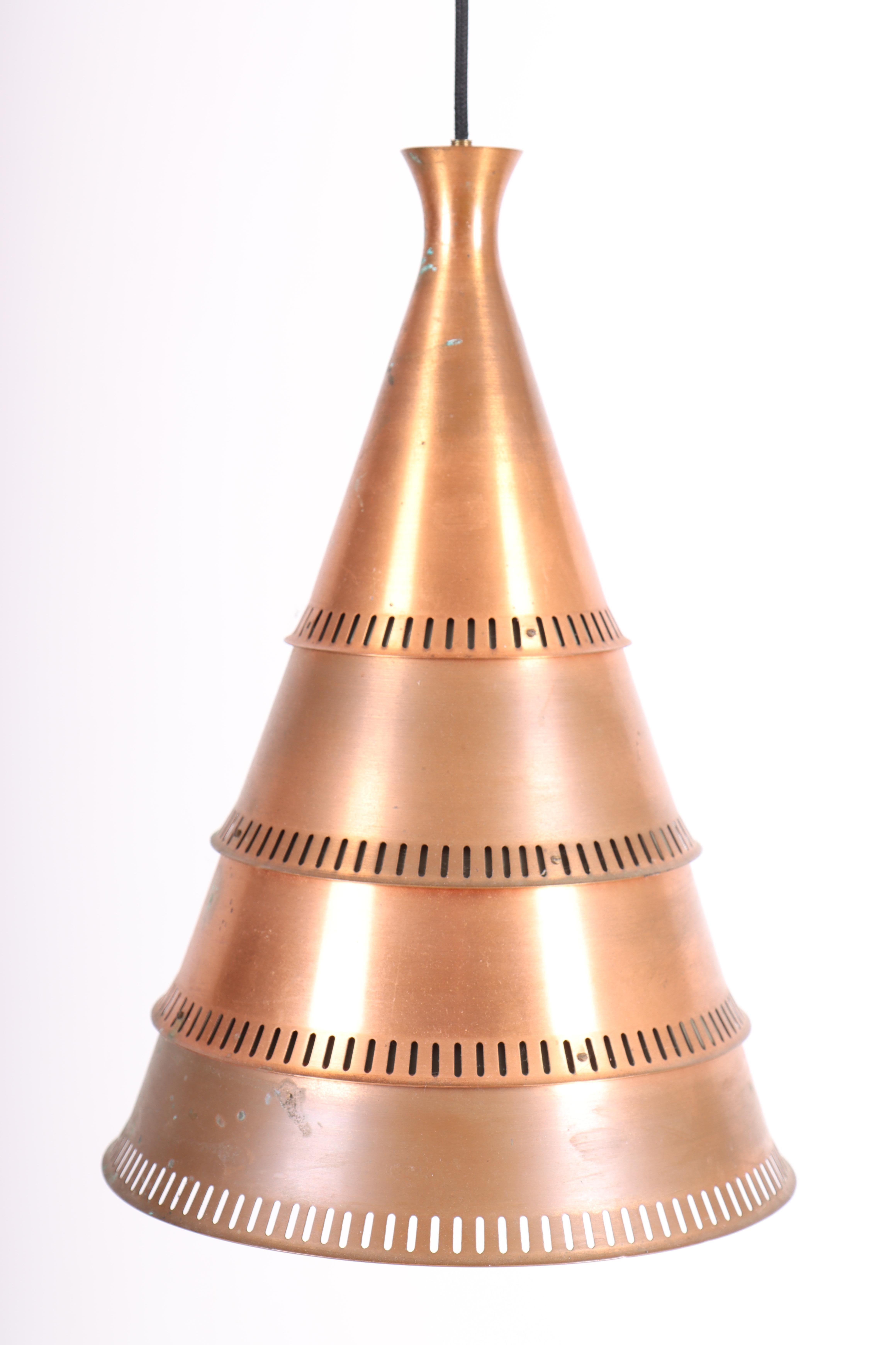 Scandinavian Modern Midcentury Pendant in Copper, Made in Denmark 1960s For Sale
