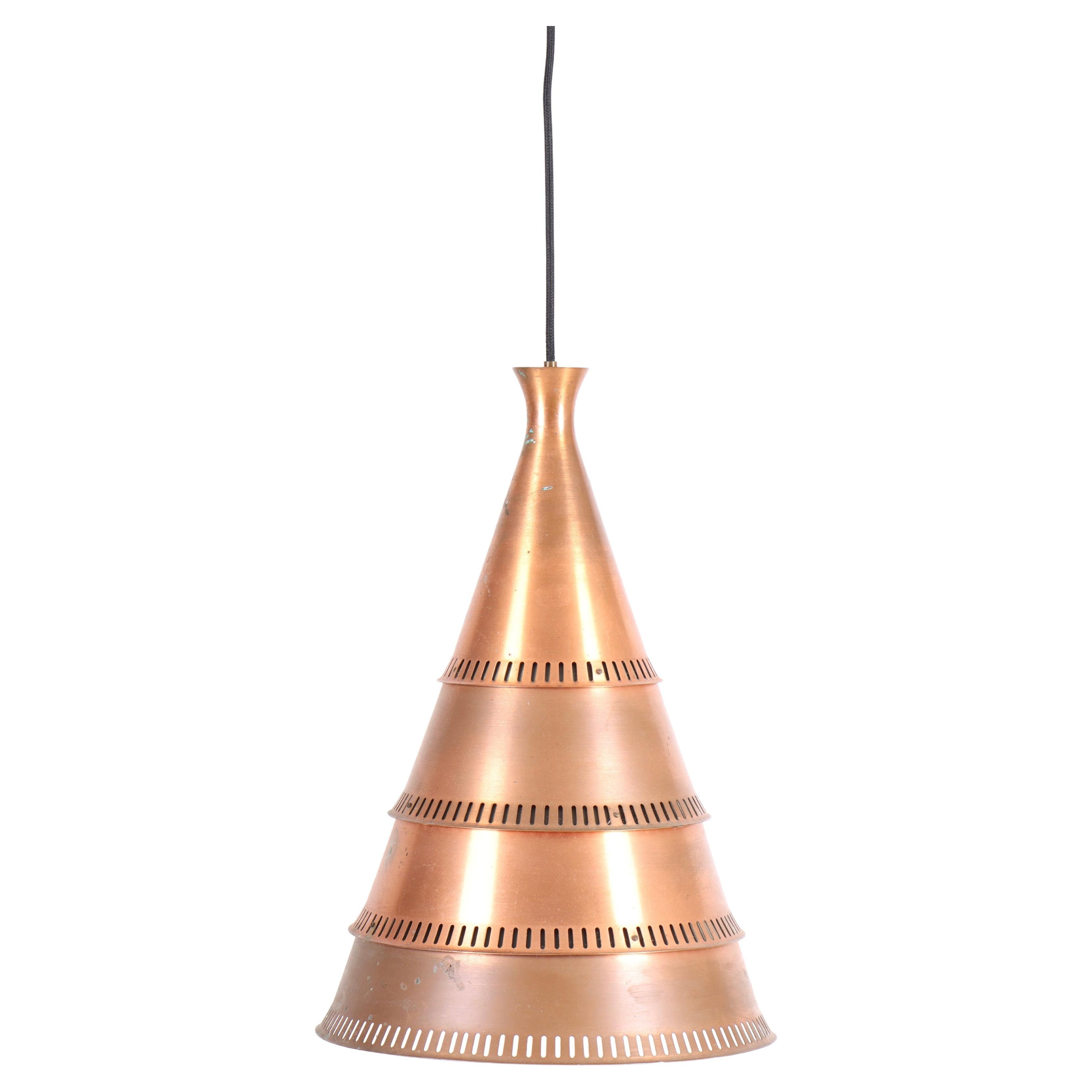 Midcentury Pendant in Copper, Made in Denmark 1960s For Sale