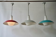 Midcentury Pendant in Metal and Opaline Glass