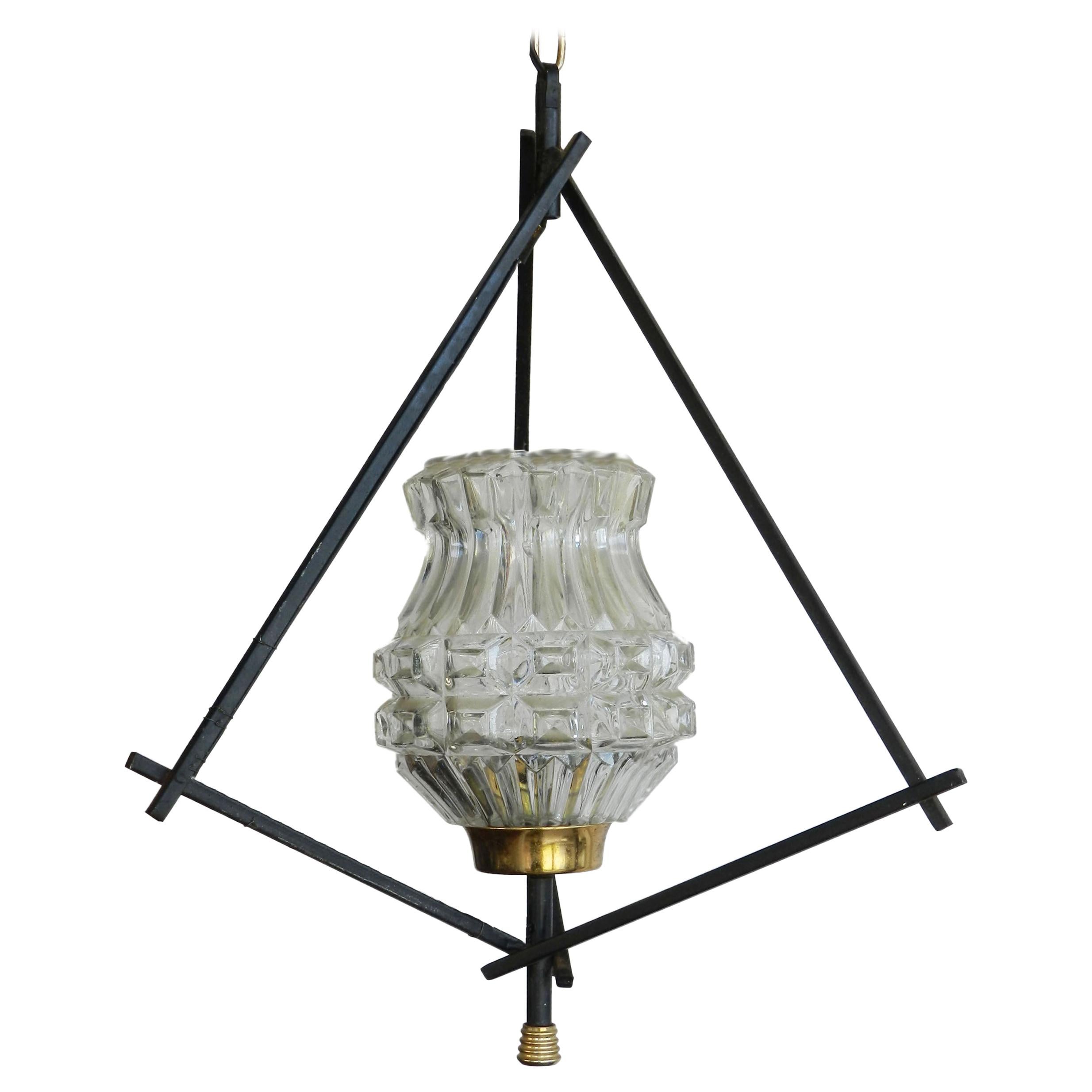 Midcentury Pendant Light Lantern Tripod Metal Frame FREE SHIPPING For Sale