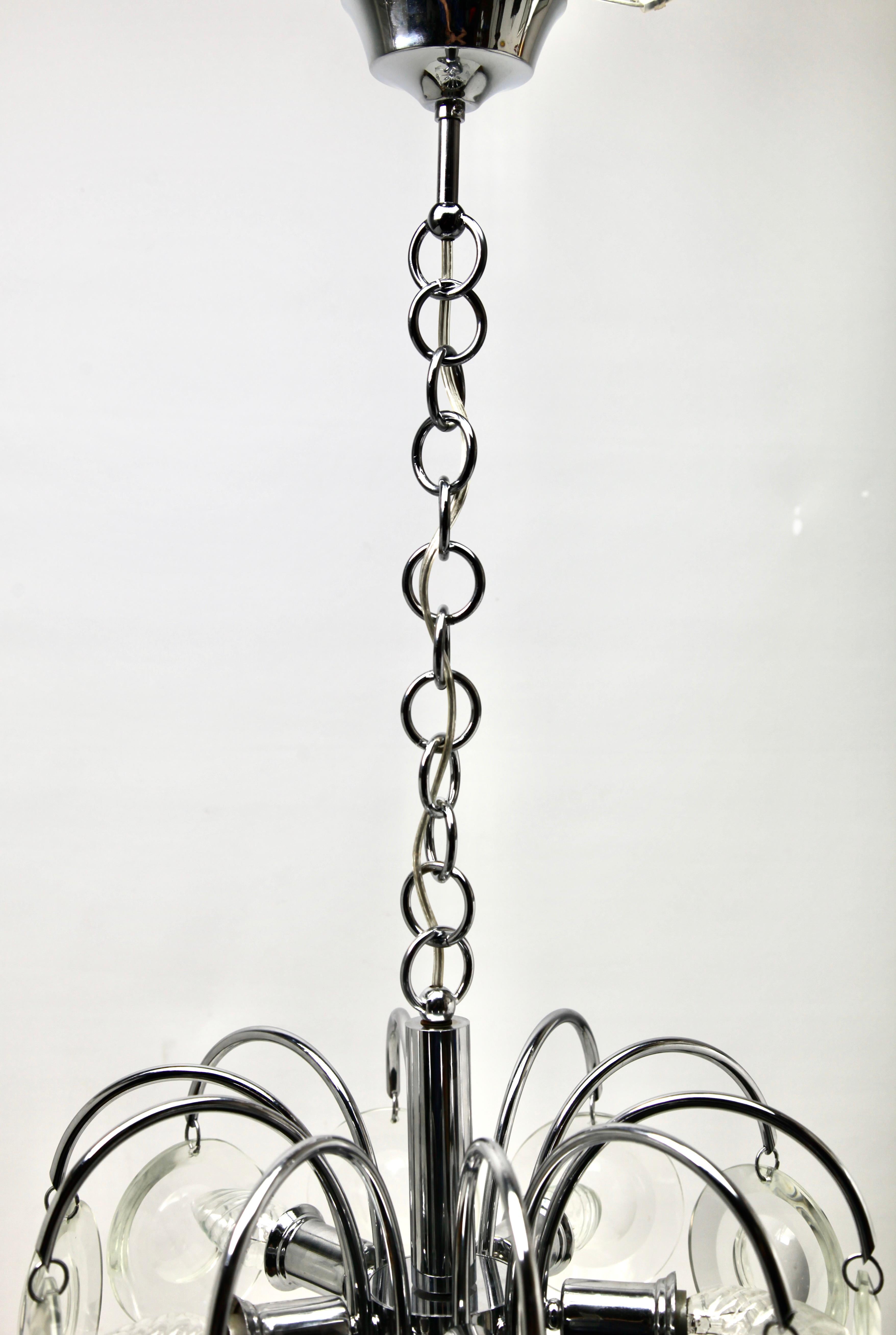 Lampe à suspension Oscar Torlasco Design pour Stijlkronen, chrome et éclairages en verre en vente 2