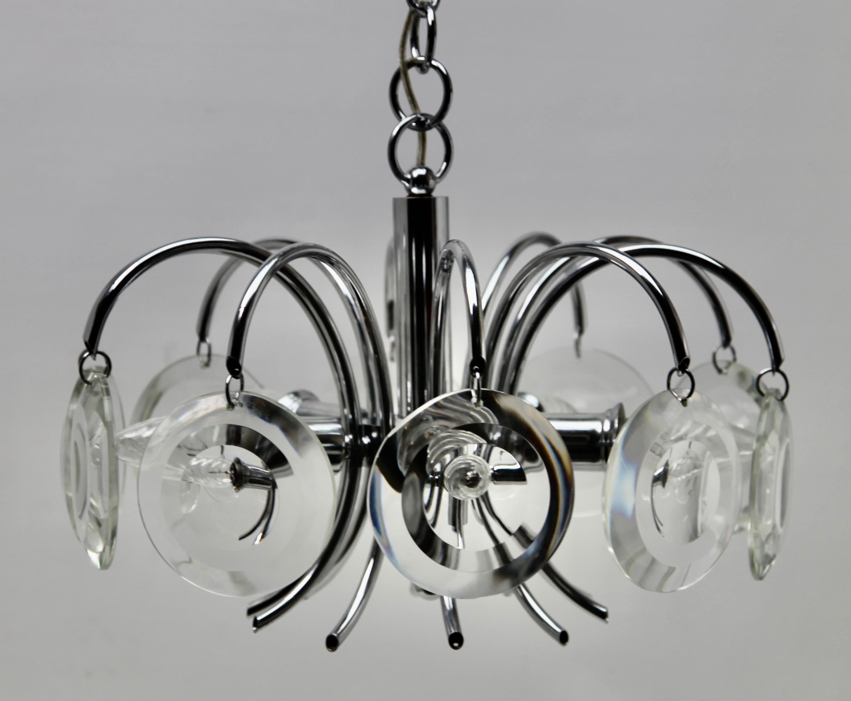 Oscar Torlasco Design für Stijlkronen, Pendelleuchte aus Chrom und Glaslinsen (Handgefertigt) im Angebot