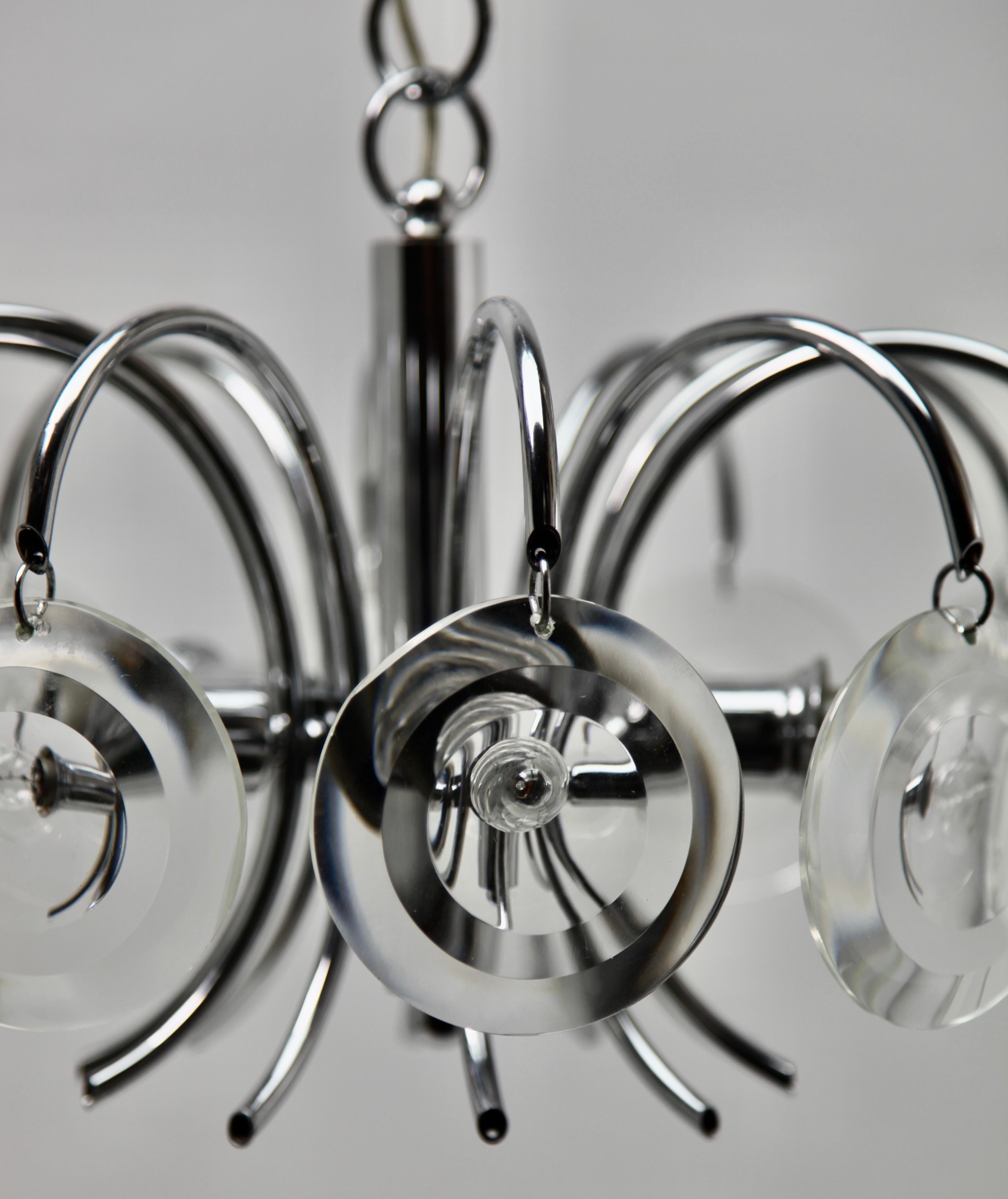 Oscar Torlasco Design für Stijlkronen, Pendelleuchte aus Chrom und Glaslinsen (Geschliffenes Glas) im Angebot
