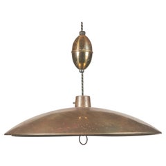 Midcentury Pendant on Adjustable Cord with Perforated Brass Shade
