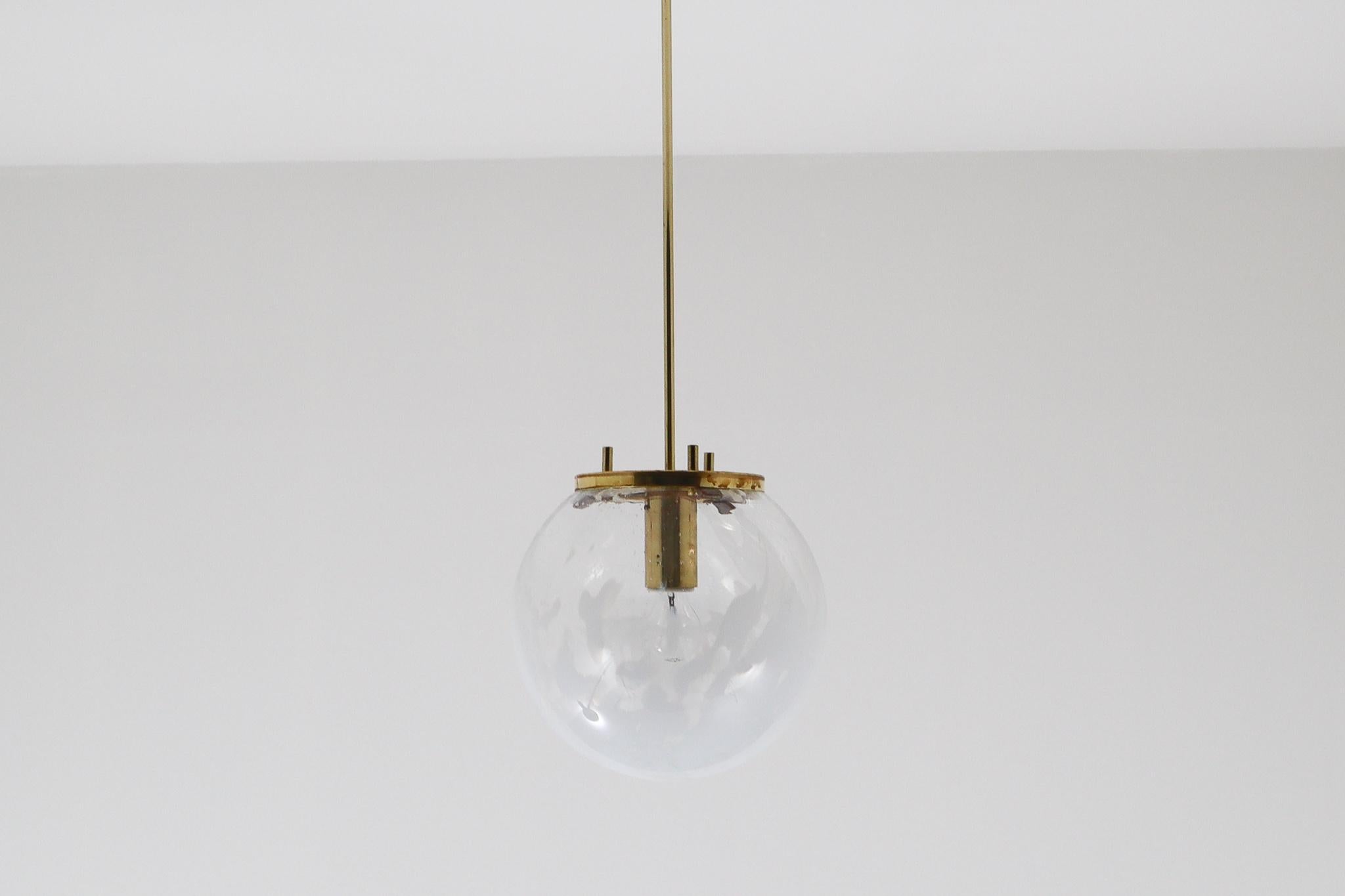 Midcentury Pendants in Brass and Art-Glass with White Streaks, Austria, 1960s 2