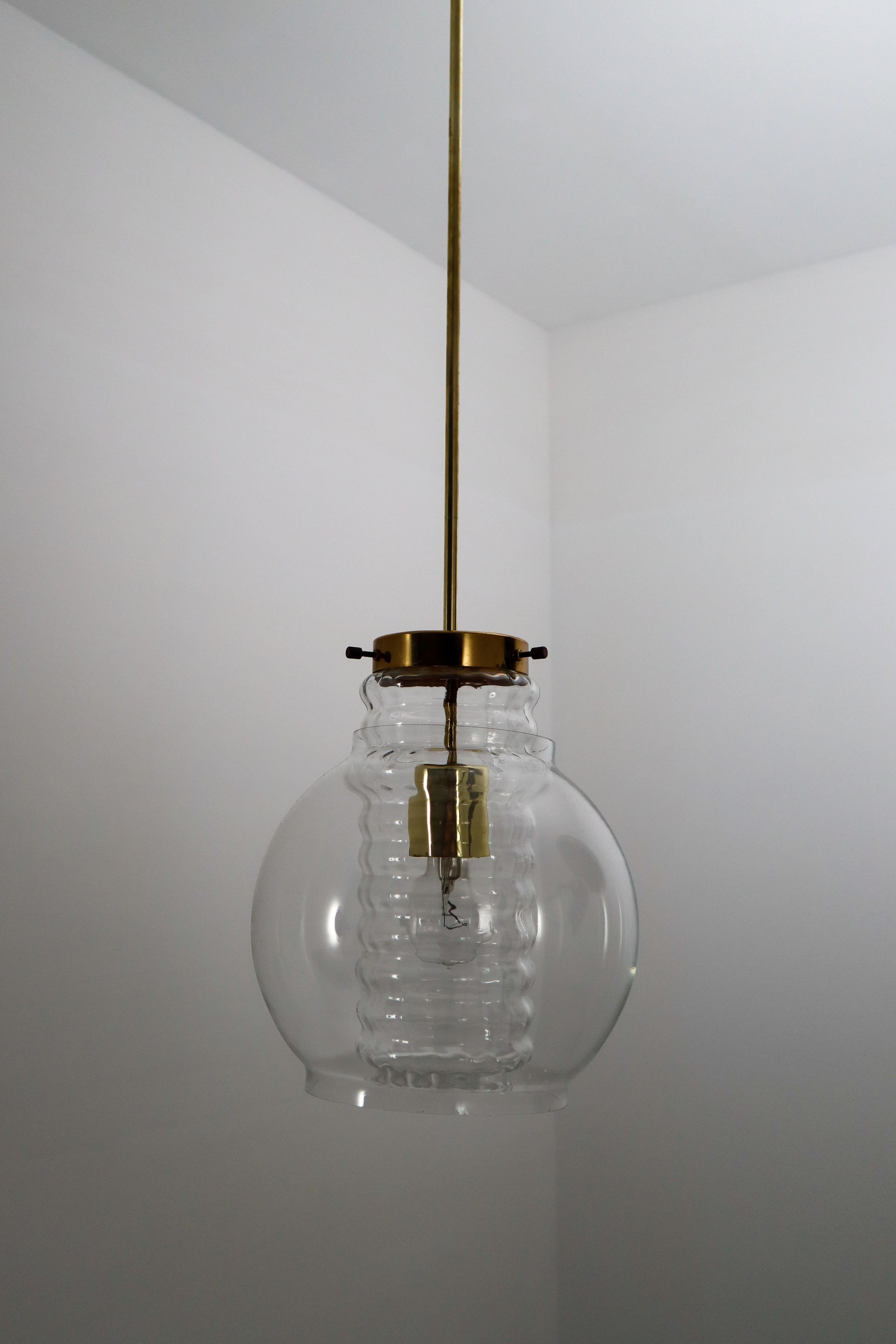 Midcentury Pendants with Clear Glass and Brass Europe, 1960s 1