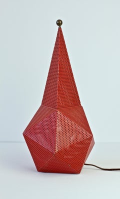 Midcentury Perforated Metal and Brass "Baghdad" Table Lamp after Mathieu Matégot