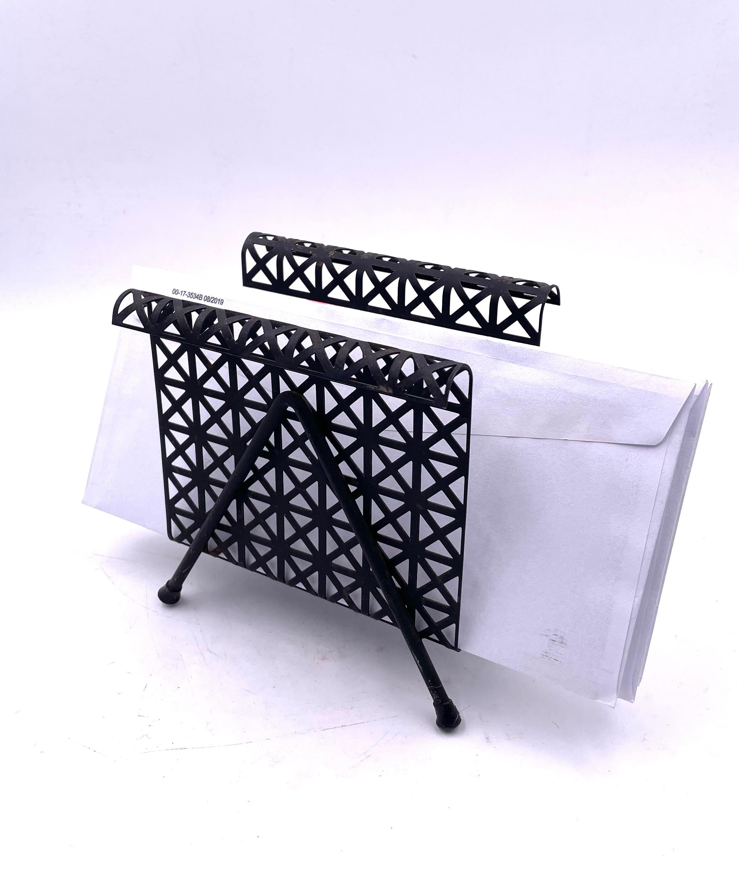 Mid-Century Modern Midcentury Perforated Metal Letter Holder For Sale