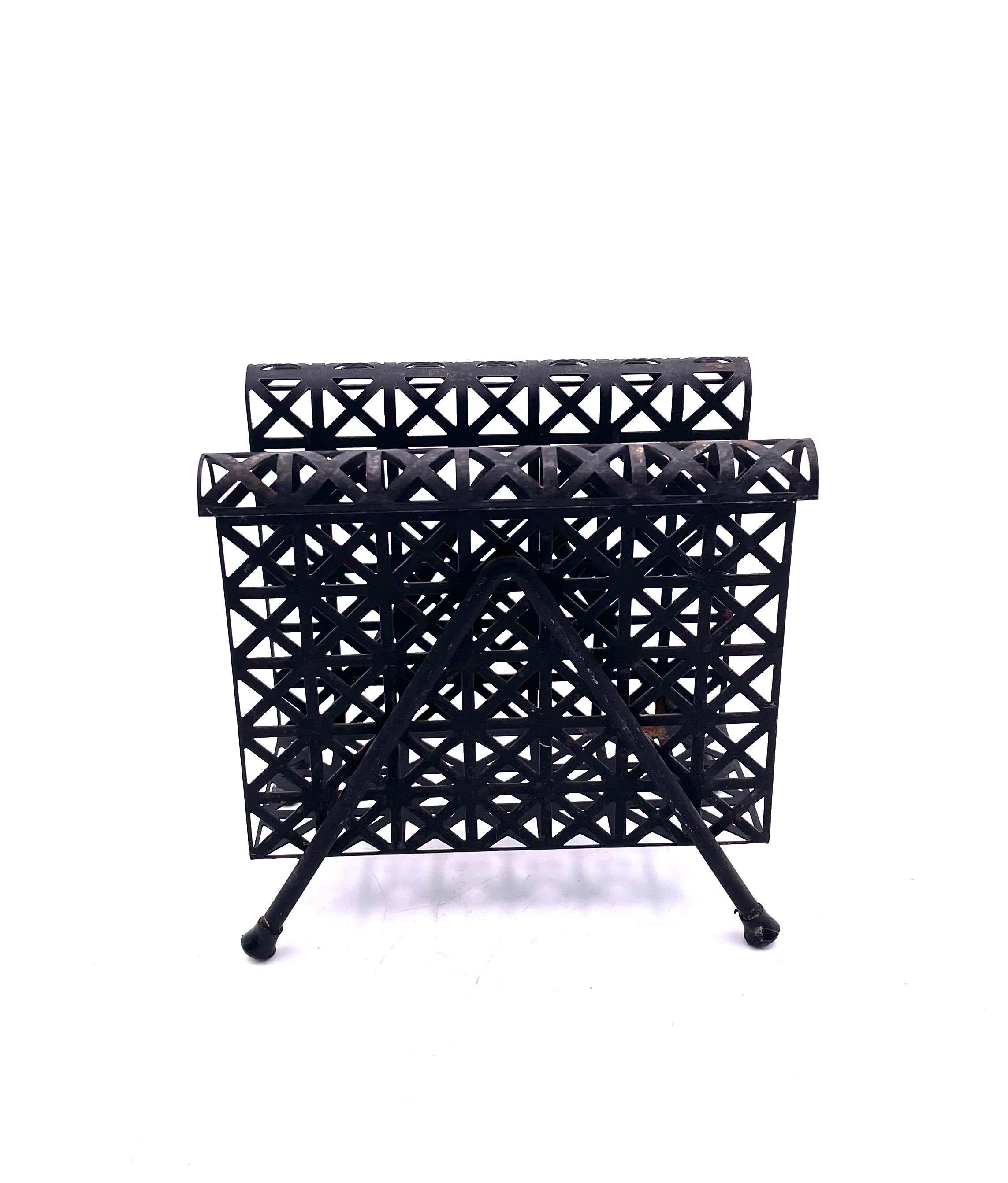 American Midcentury Perforated Metal Letter Holder For Sale