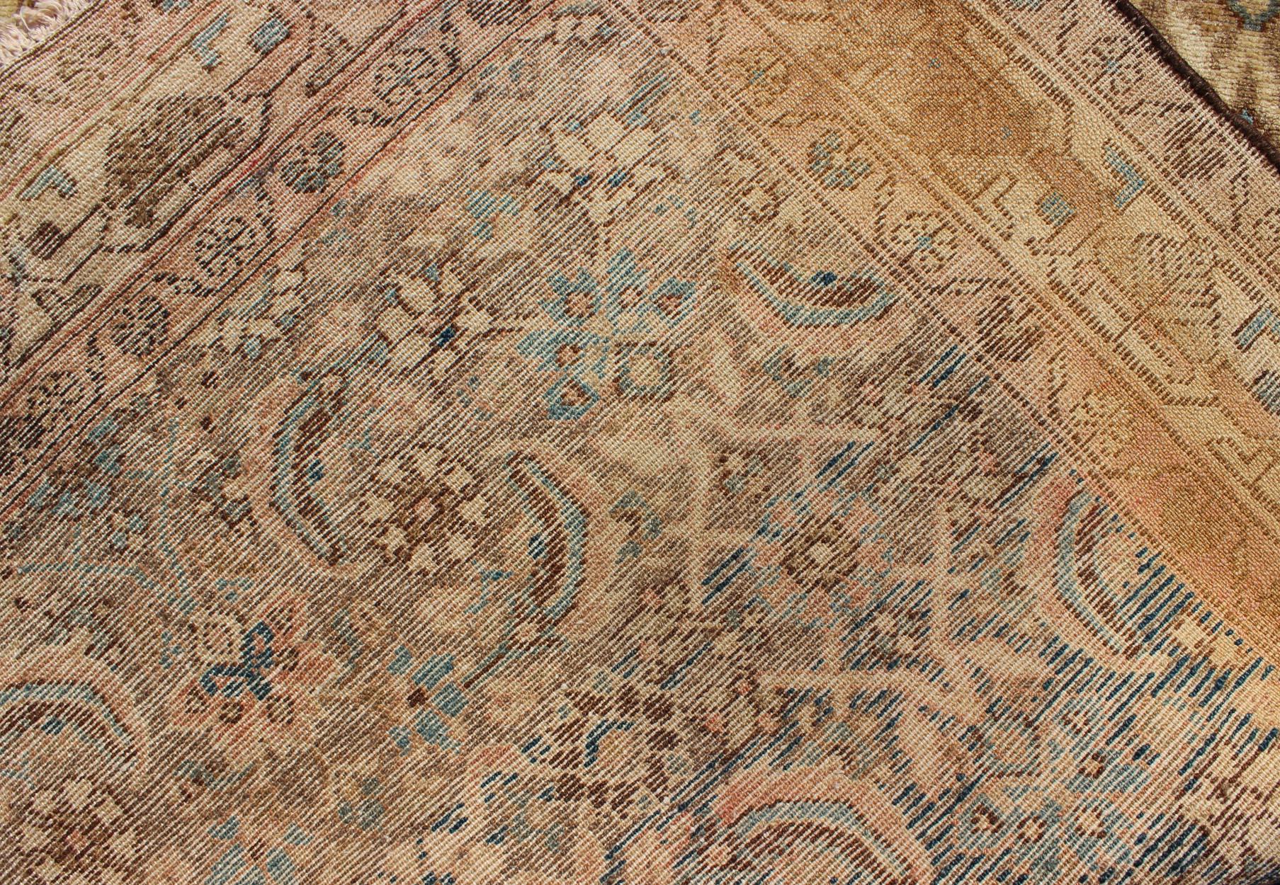 Midcentury Persian Hamedan Runner with All-Over Herati Design in Brown & Blue For Sale 2