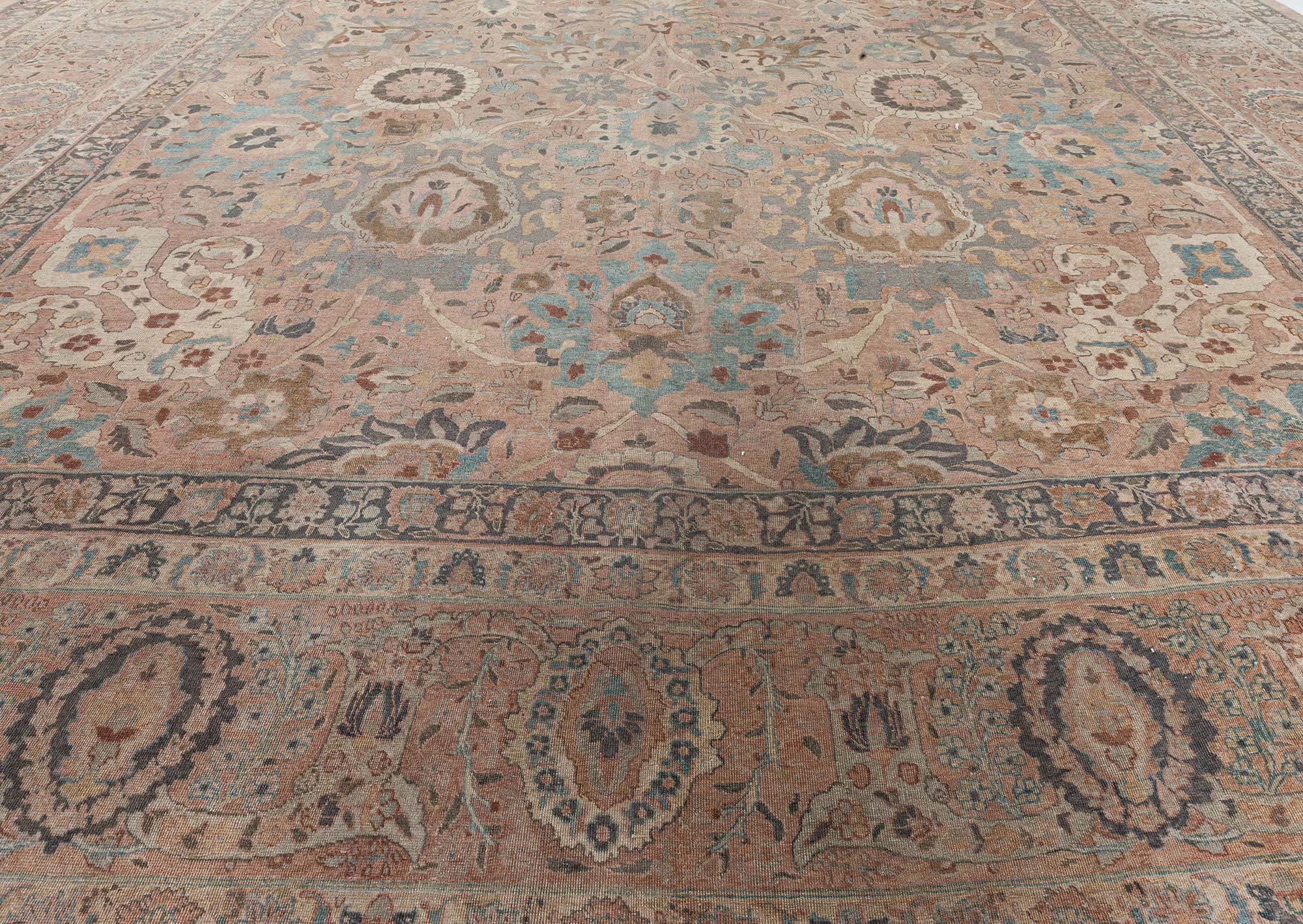 Midcentury Persian Tabriz Hand Knotted Wool Rug For Sale 3
