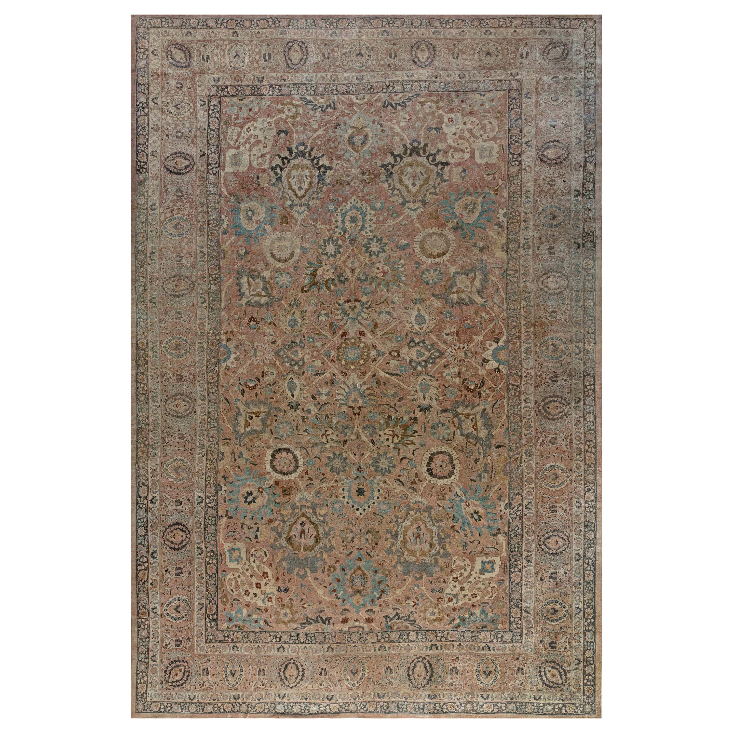 Midcentury Persian Tabriz Hand Knotted Wool Rug