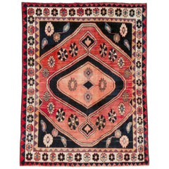 Midcentury Persian Tribal Rug in Black and Red
