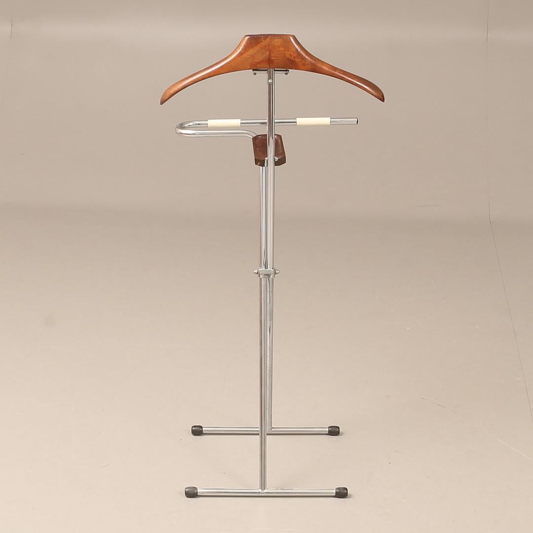 German Mid-Century Personal Valets Wood and Chrome For Sale