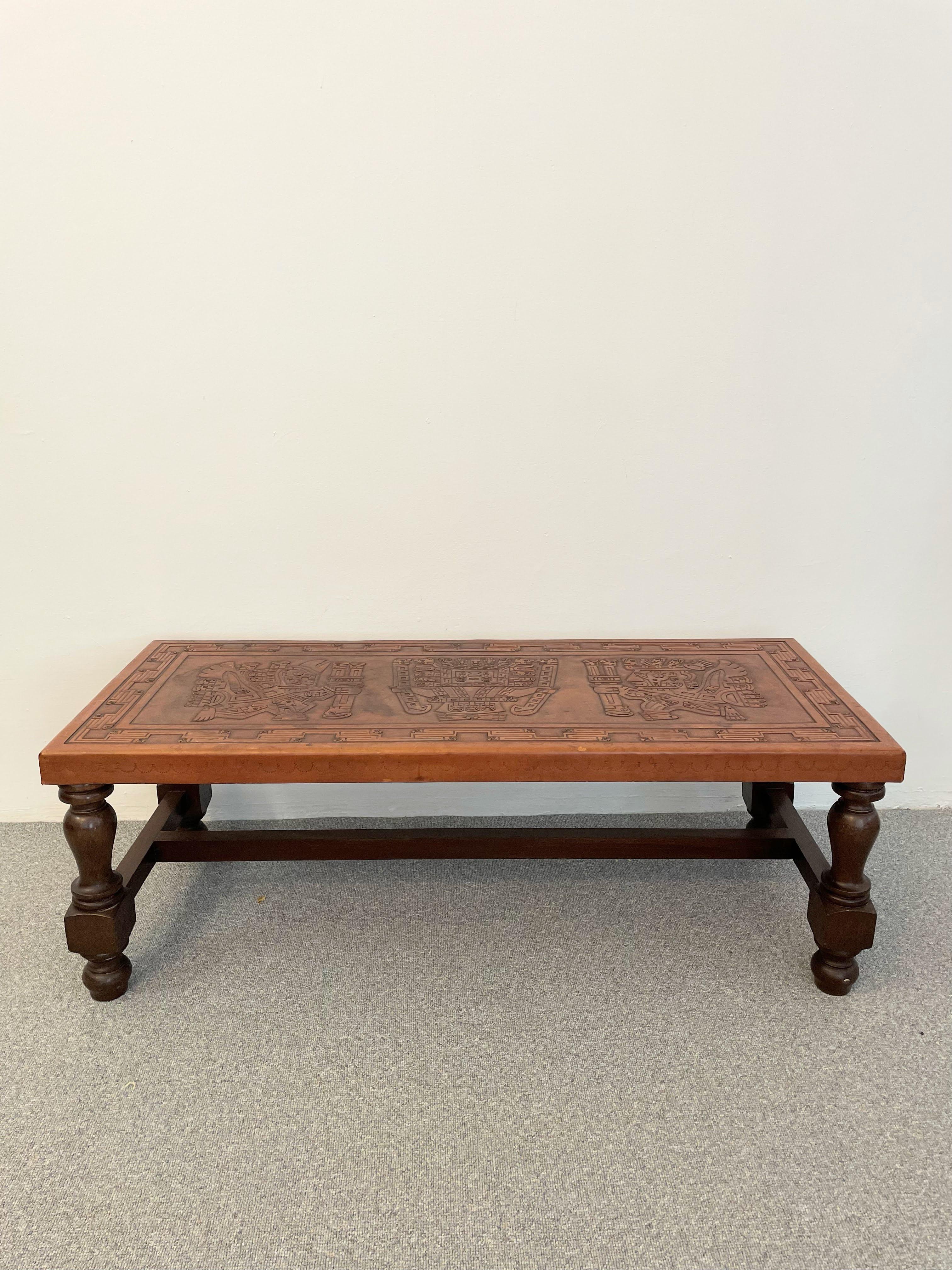peruvian leather coffee table